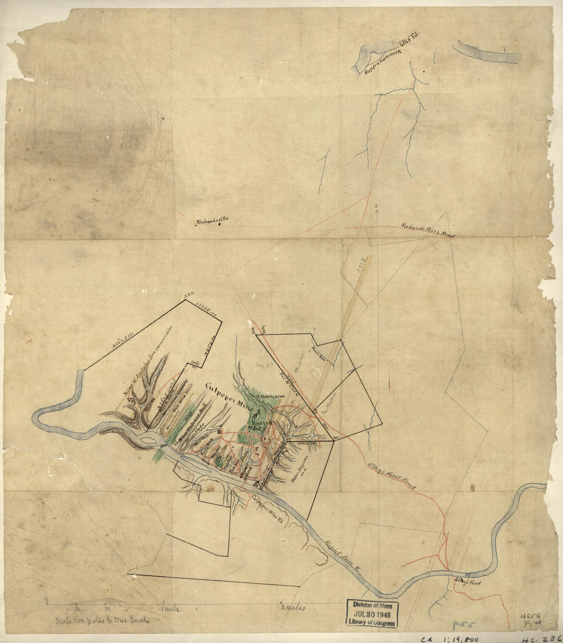 This old map of Map of Mineral Lands In Culpepper County, Virginia, On the Rapidan River from 1880 was created by in 1880