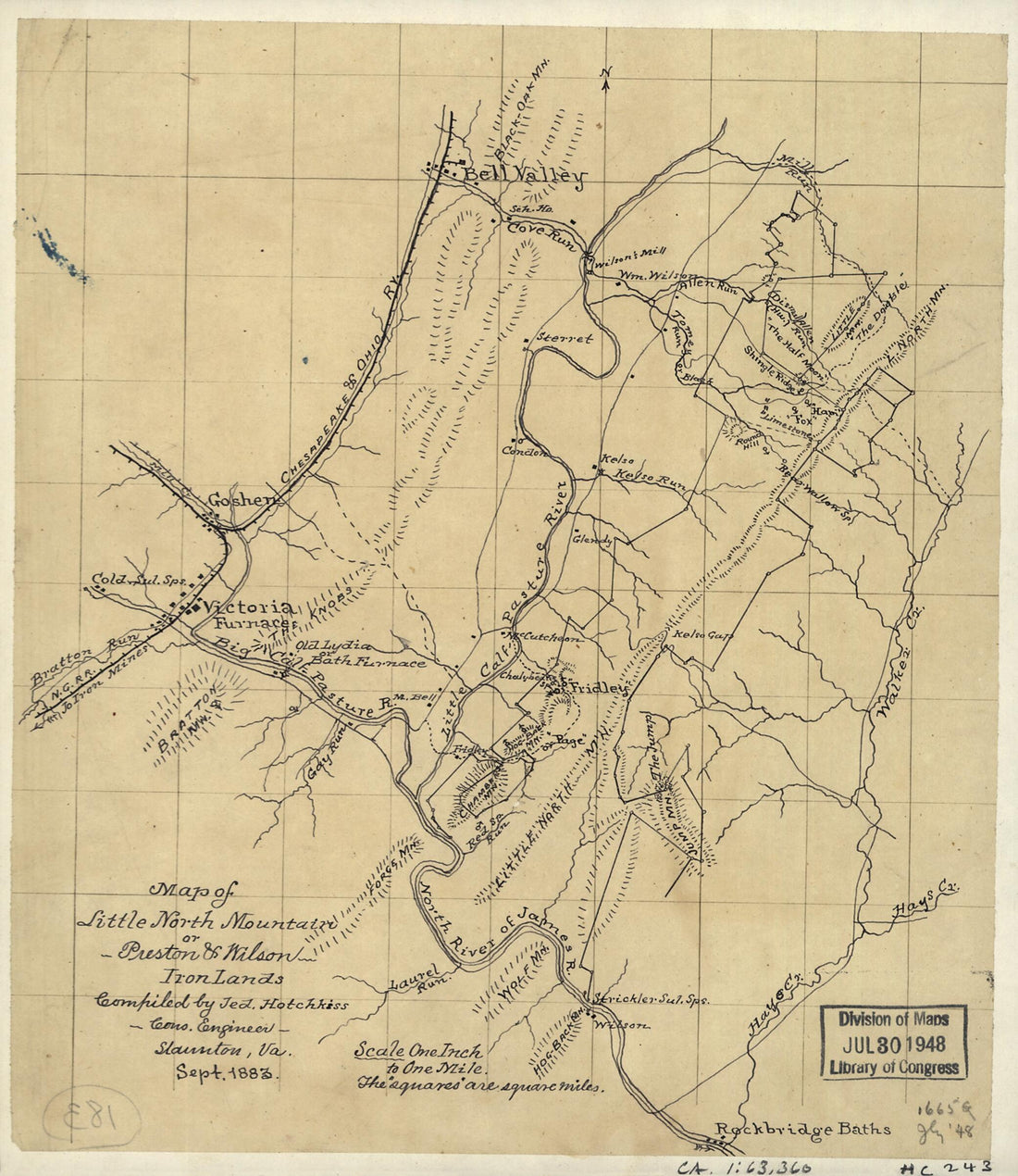 This old map of Map of Little North Mountain Or Preston & Wilson Iron Lands (Preston & Wilson Iron Lands) from 1883 was created by Jedediah Hotchkiss in 1883
