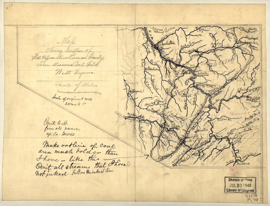 This old map of Map Showing Location of Flat Top, New River, Gauly Lower Measures Coal Field, West Virginia from 1880 was created by in 1880