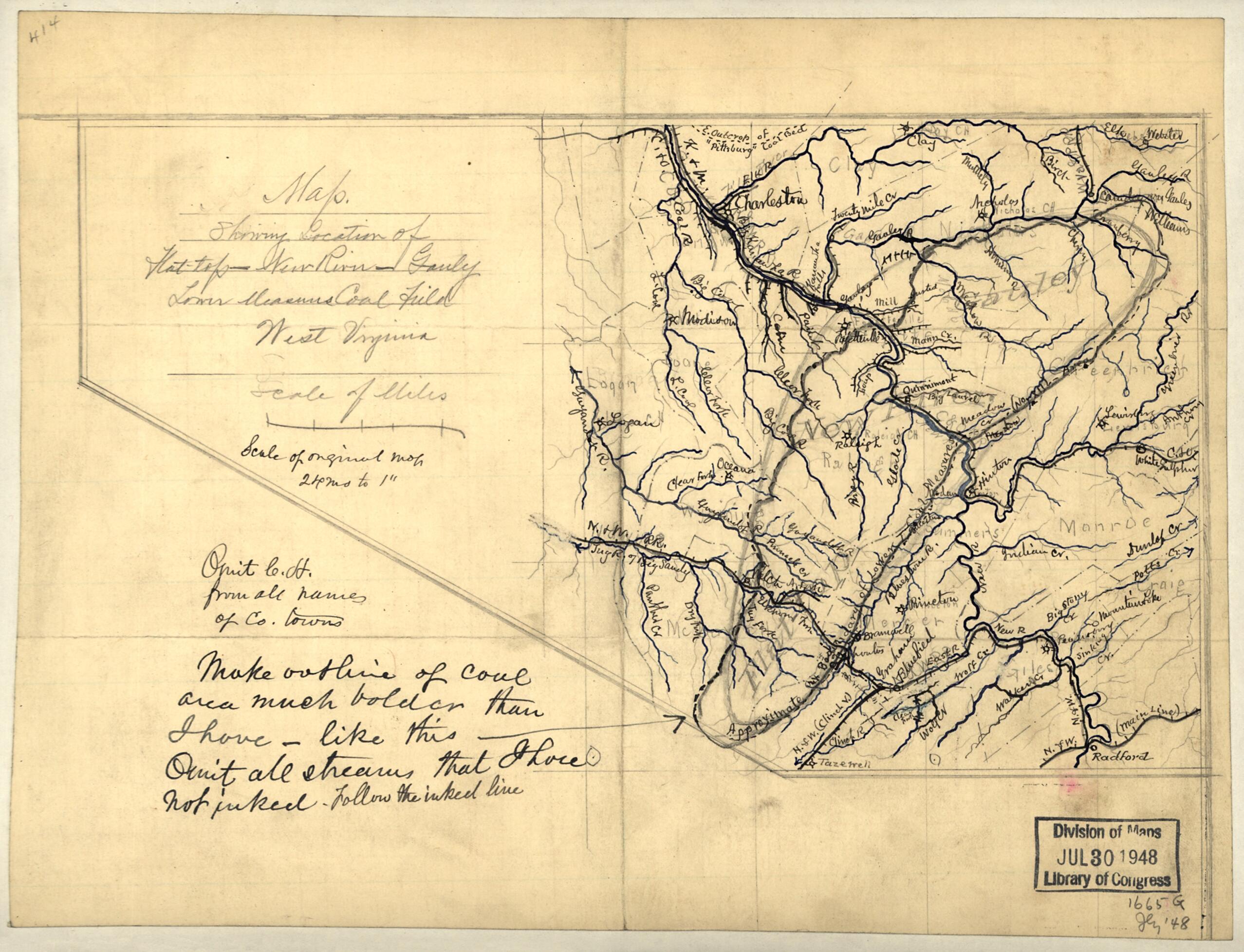 This old map of Map Showing Location of Flat Top, New River, Gauly Lower Measures Coal Field, West Virginia from 1880 was created by in 1880