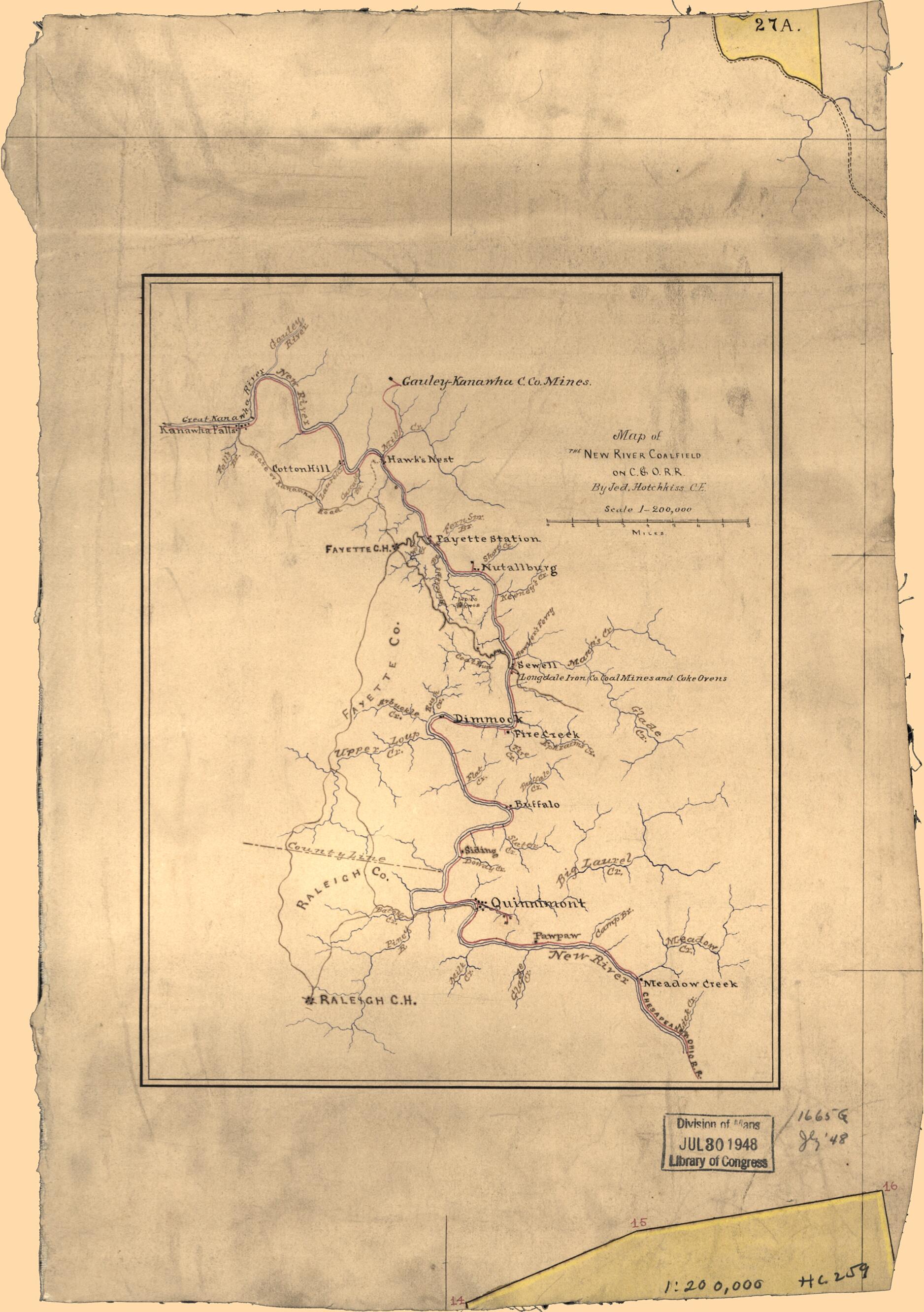 This old map of Map of the New River Coalfield On C.& O. R.R from 1880 was created by Jedediah Hotchkiss in 1880