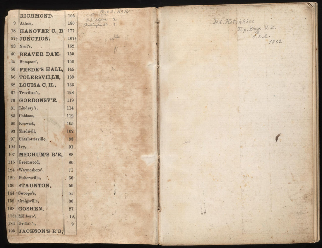 This old map of Maps of Virginia from 1862 was created by Jedediah Hotchkiss in 1862