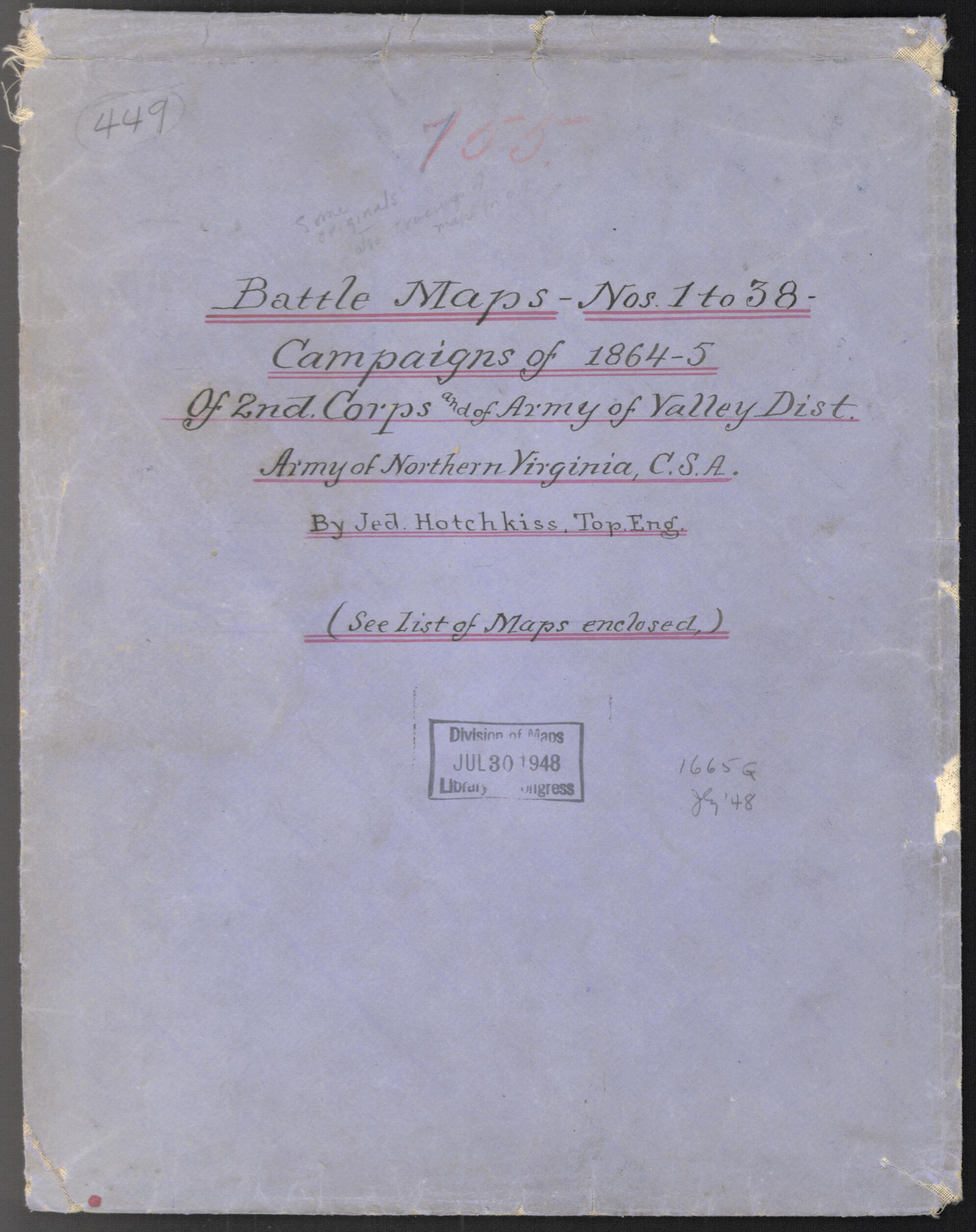 This old map of Report of the Camps, Marches & Engagements, of the Second Corps, A.N.V., and of the Army of the Valley Dist. of the Department of Northern VA., During the Campaign of from 1864 : Virginia (5 of 2nd Corps and of Army of Valley Dist. of Nor