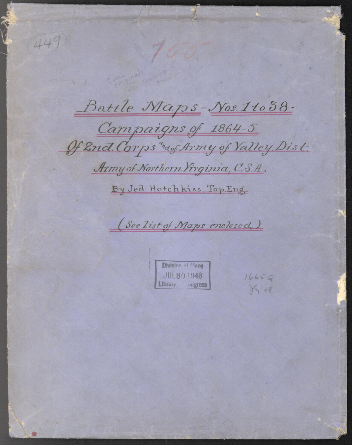 Report of the Camps, Marches & Engagements, of the Second Corps, A.N.V., and of the Army of the Valley Dist. of the Department of Northern VA., During the Campaign of 1864 : Virginia (5 of 2nd Corps and of Army of Valley Dist. of Northern Virginia, C.... by Relic Map Company