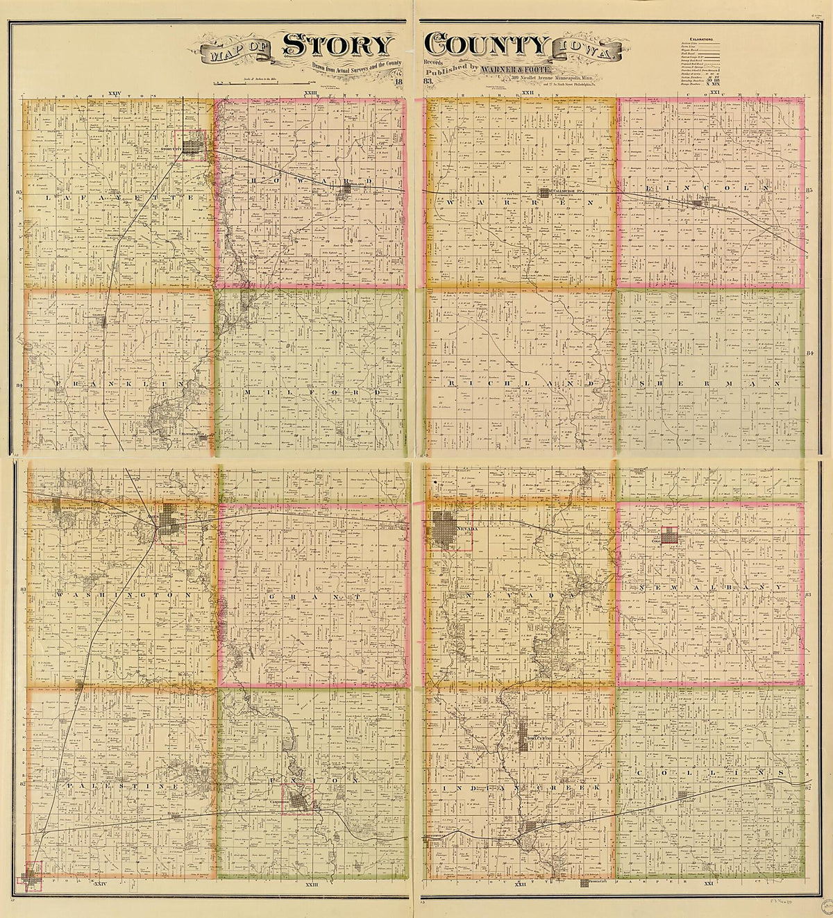 Map of Story County, Iowa : Drawn From Actual Surveys and the County Records in 1883 by Relic Map Company