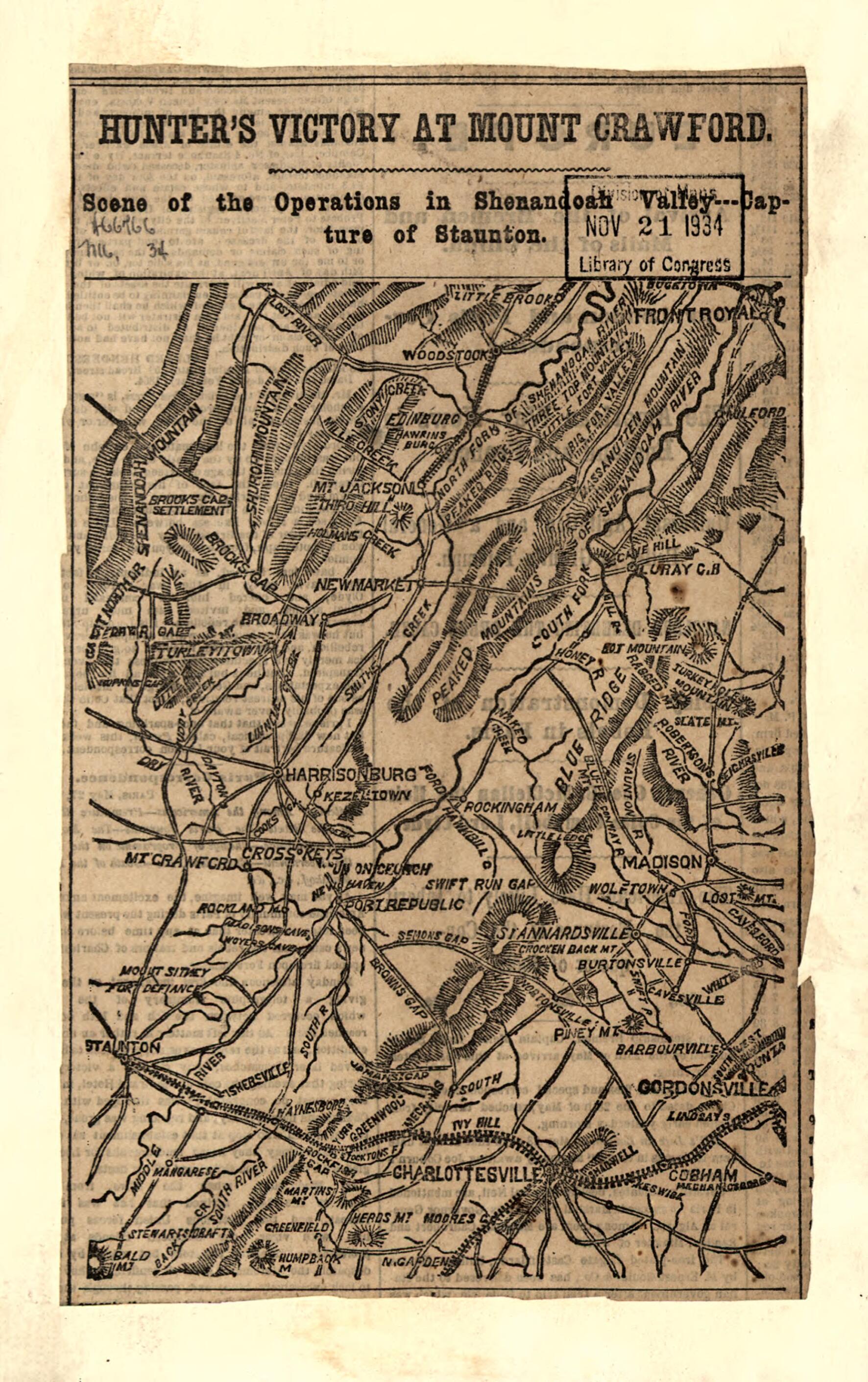 This old map of Capture of Staunton June 6, from 1864 was created by in 1864