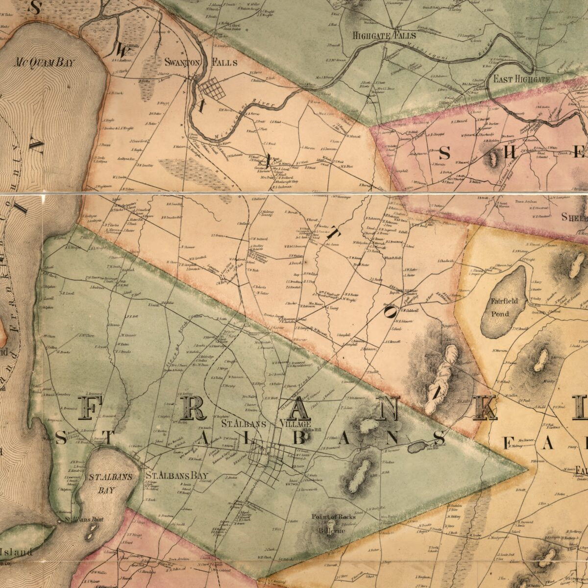 This old map of Map of the Counties of Franklin and Grand Isle, Vermont : from Actual Surveys from 1857 was created by Tilden & Co Baker, Henry Francis Walling in 1857