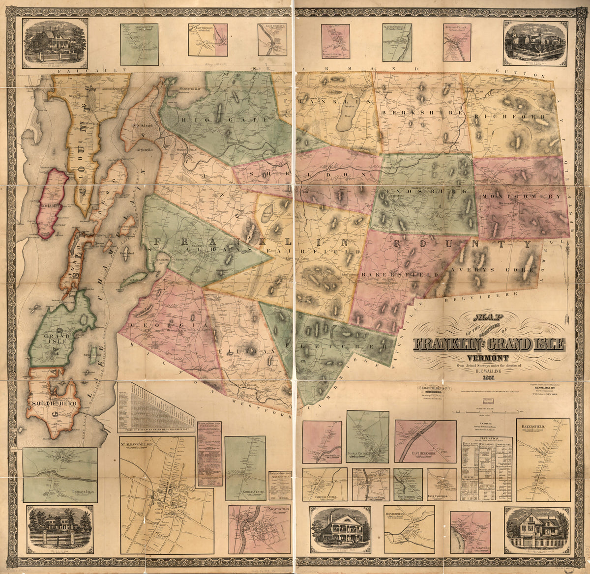 Map of the Counties of Franklin and Grand Isle, Vermont : From Actual Surveys in 1857 by Relic Map Company