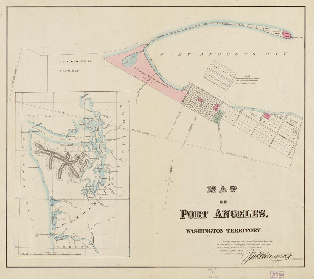 This old map of Map of Port Angeles, Washington Territory. (Map Showing the Townsite of Port Angeles and Vicinity) from 1864 was created by in 1864