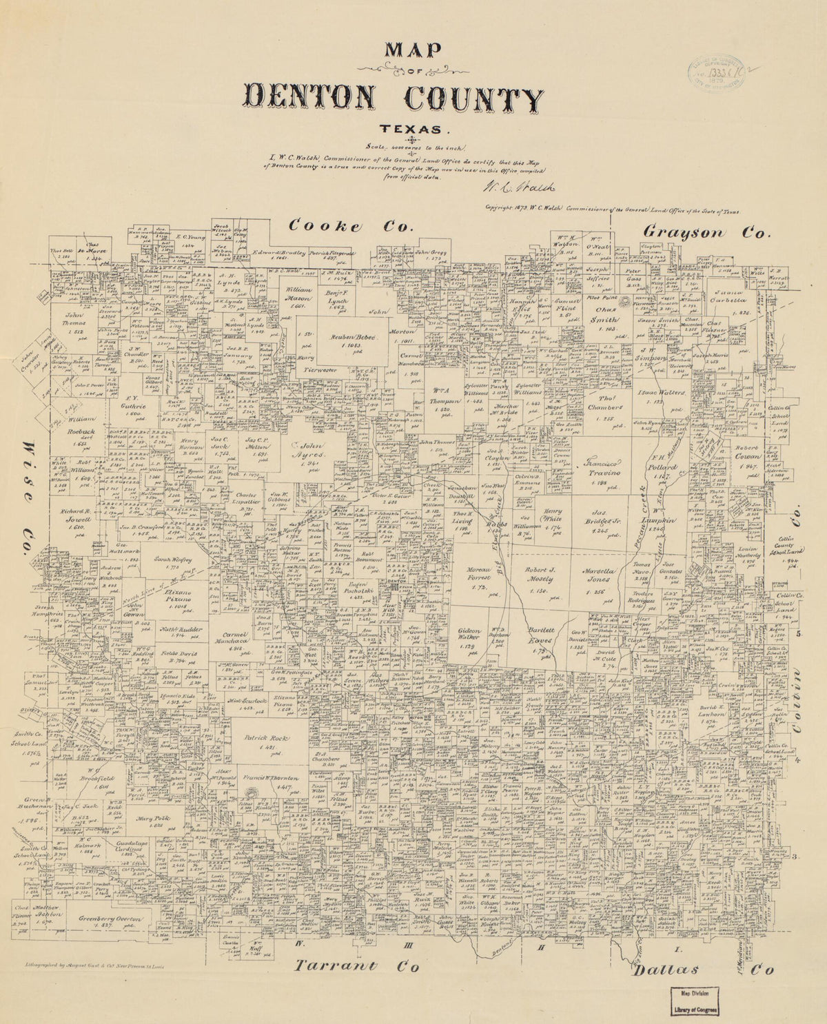 Map of Denton County, Texas 1879 by Relic Map Company