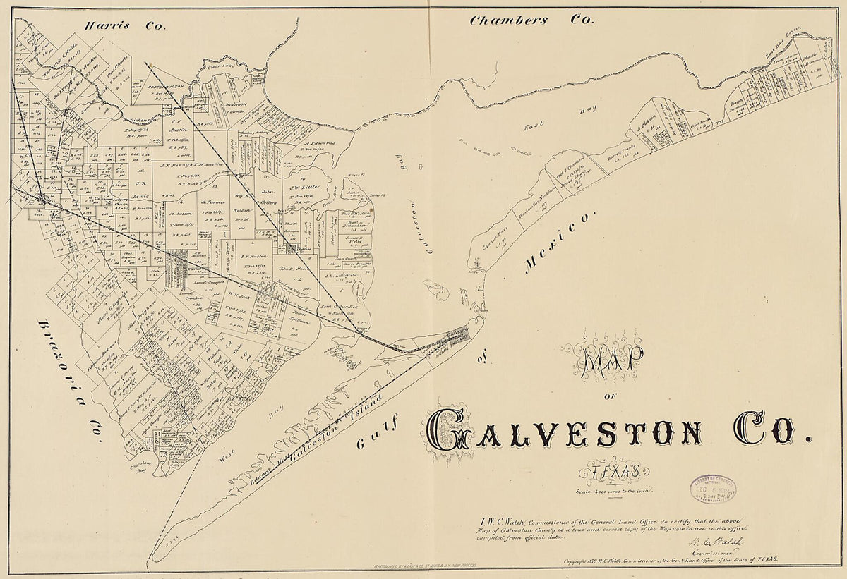 Map of Galveston County, Texas 1879 by Relic Map Company