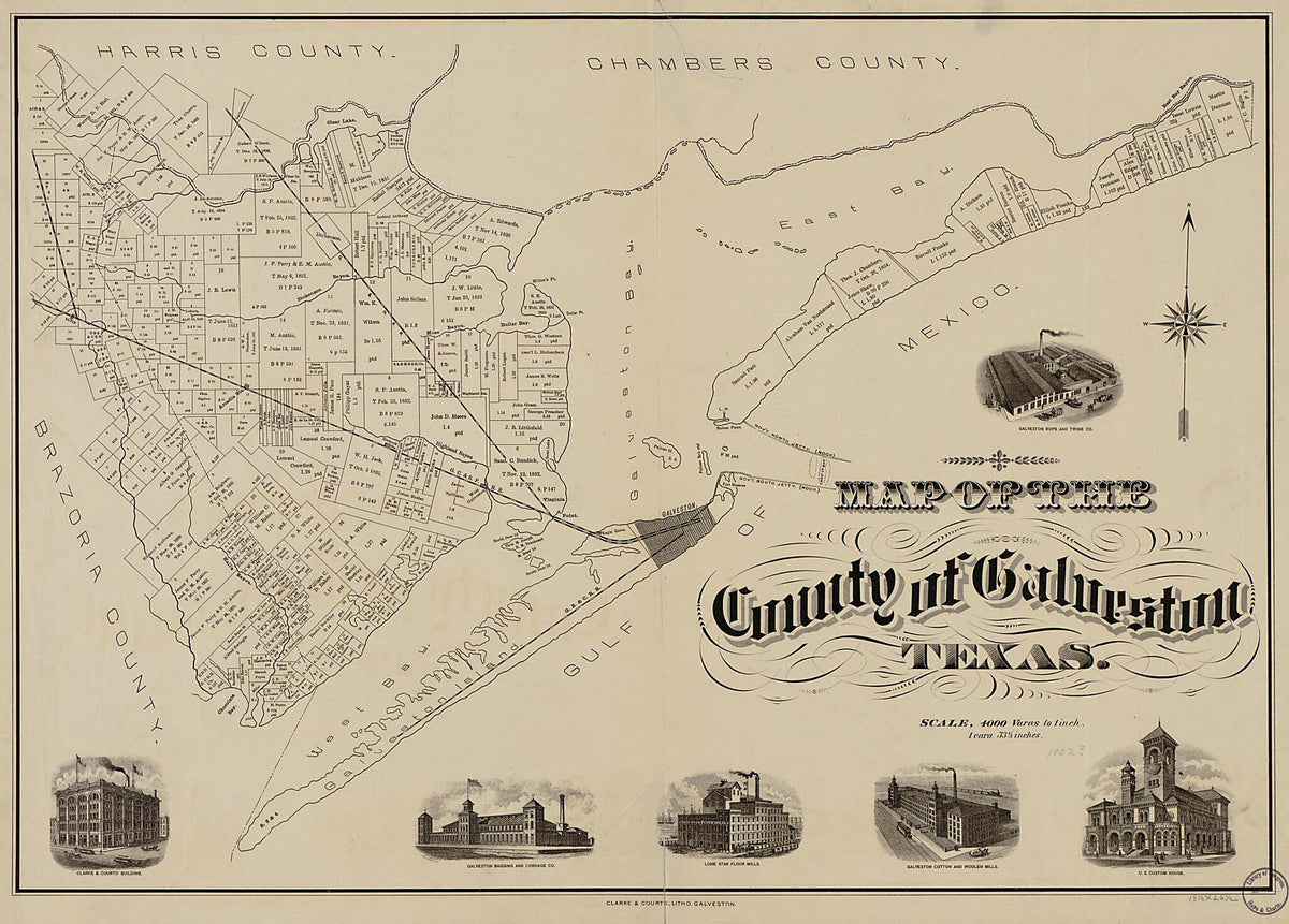 Map of the County of Galveston, Texas 1902 by Relic Map Company