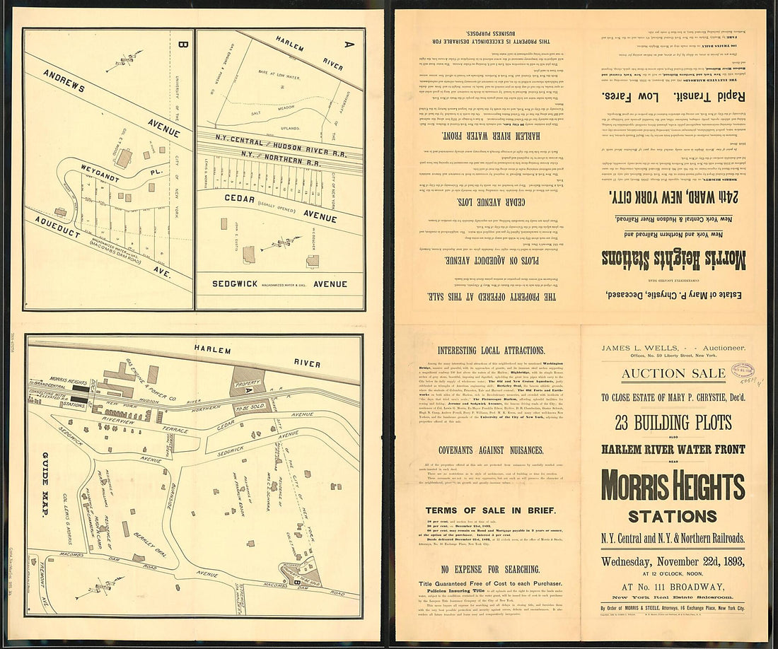 This old map of Auction Sale to Close Estate of Mary P. Chrystie, Dec&