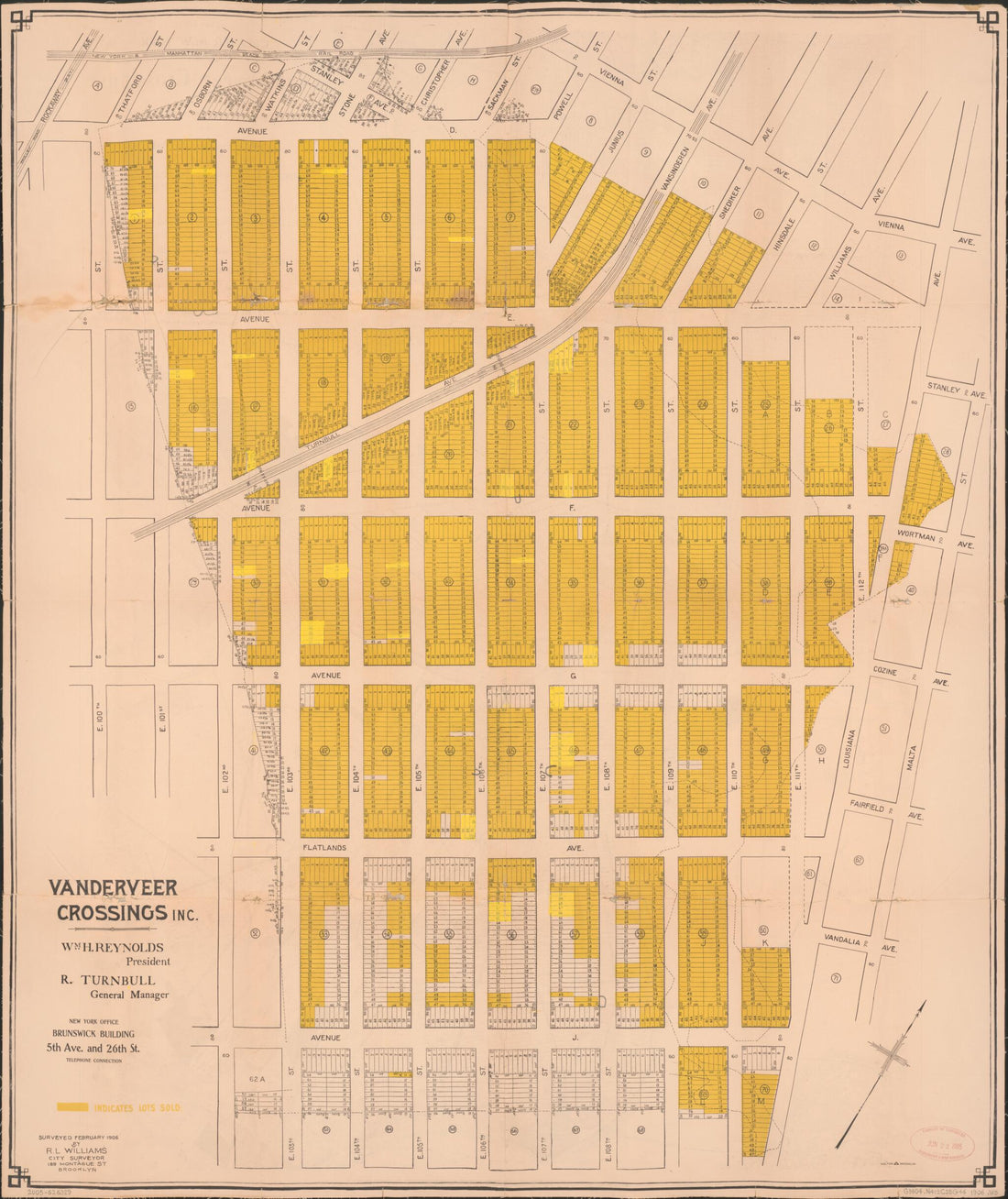 This old map of Vanderveer Crossings Inc. : Canarsie, Brooklyn, New York from 1906 was created by Vanderveer Crossings Inc, R. L. Williams in 1906