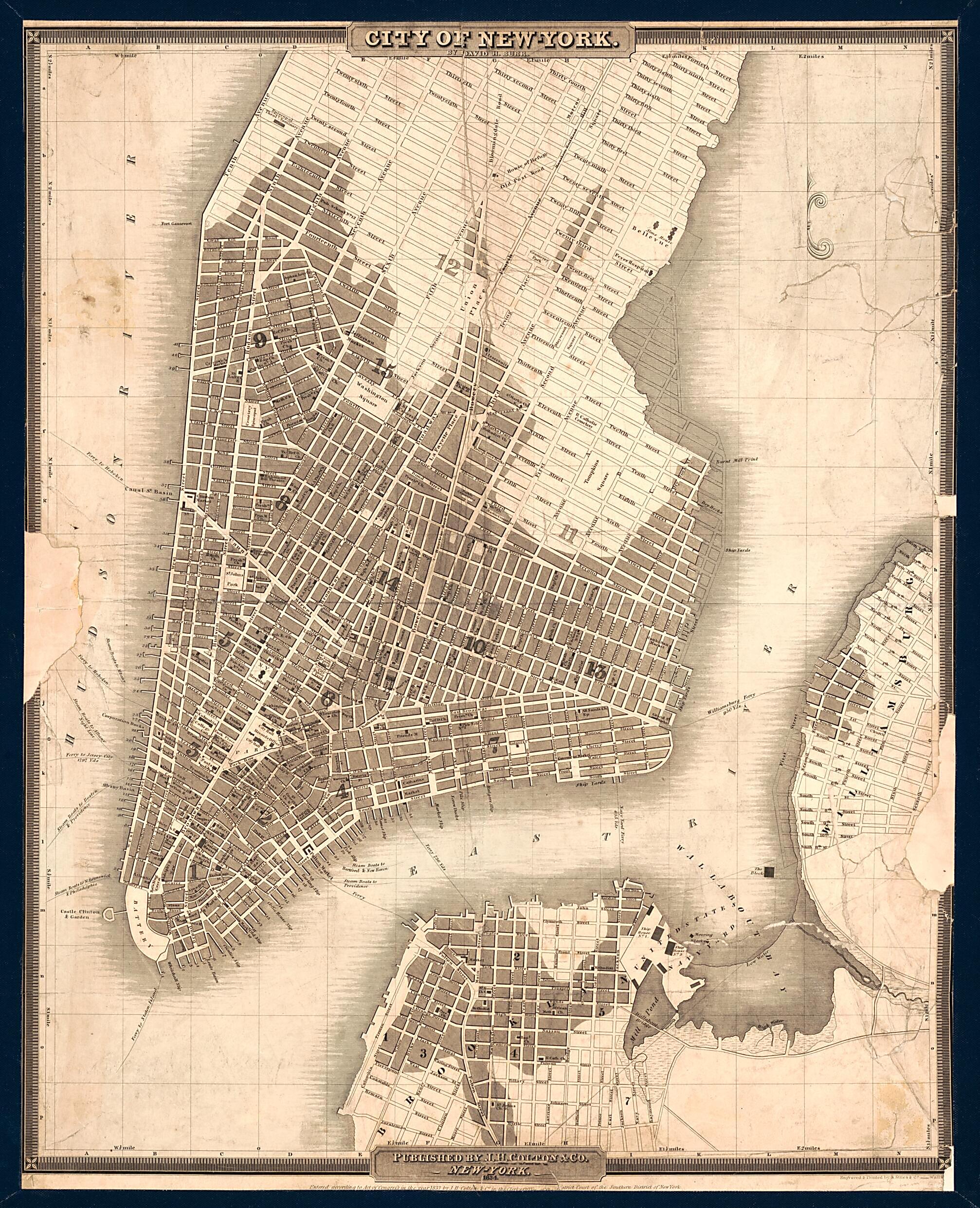 This old map of York from 1834 was created by David H. Burr, J.H. Colton & Co, S. Stiles & Co in 1834