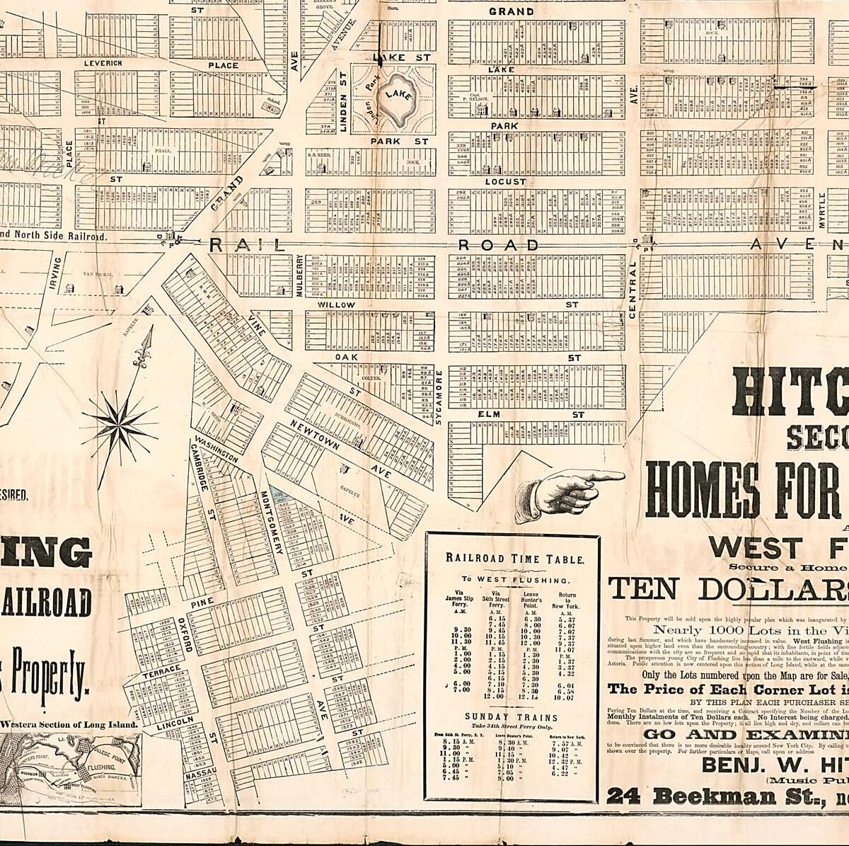 This old map of -homes for the People at West Flushing : Corona, Queens County, Long Island, New York. (West Flushing, Lots $300 :) from 1870 was created by Benjamin W. Hitchcock in 1870