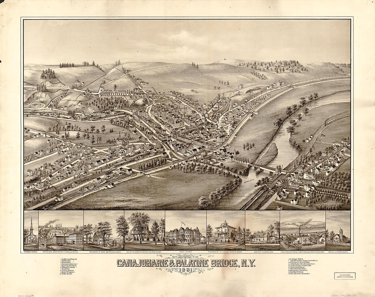 Canajoharie & Palatine Bridge, New York, 1881 (Canajoharie and Palatine Bridge, N.Y., 1881) by Relic Map Company