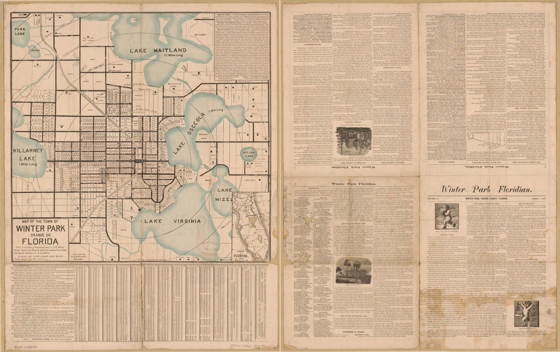 This old map of Map of the Town of Winter Park, Orange Co., Florida from 1884 was created by Photo Electro. Co, S. A. Robinson, Winter Park Floridian (Firm) in 1884