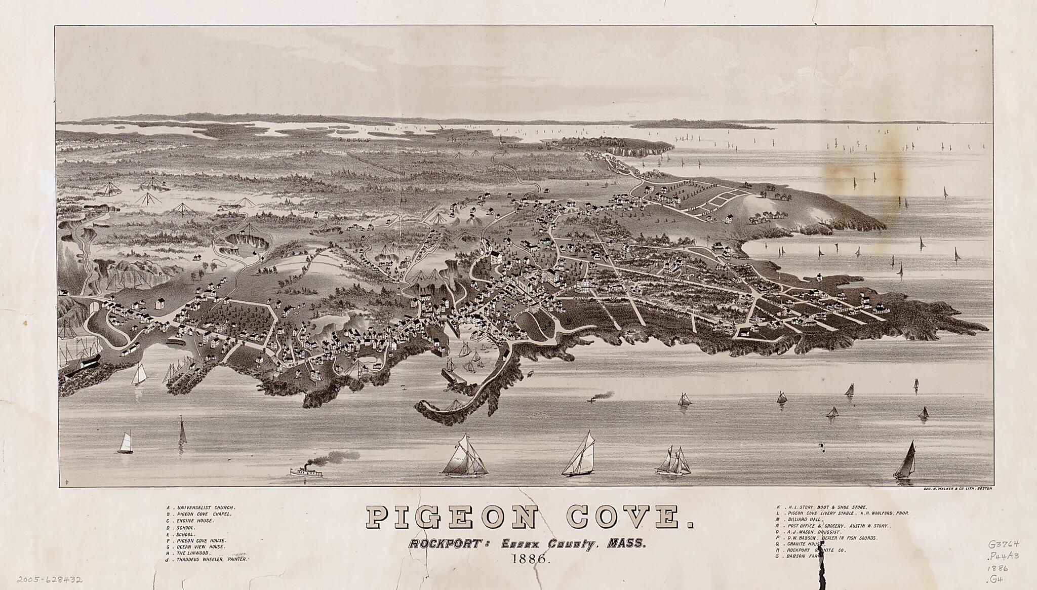 This old map of Pigeon Cove, Rockport, Essex County, Massachusetts, from 1886 was created by Geo. H. Walker & Co in 1886