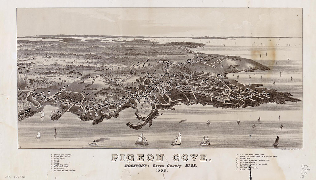 This old map of Pigeon Cove, Rockport, Essex County, Massachusetts, from 1886 was created by Geo. H. Walker & Co in 1886