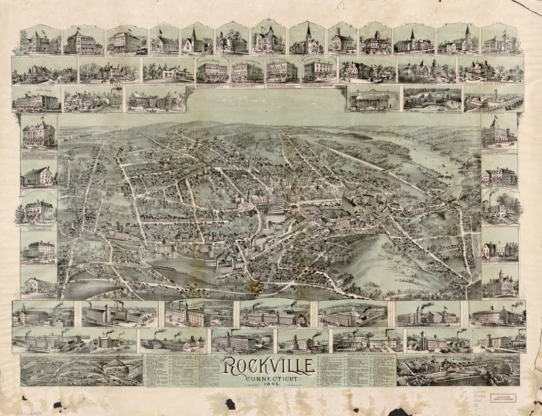 This old map of Rockville, Connecticut, from 1895 was created by O.H. Bailey & Co in 1895