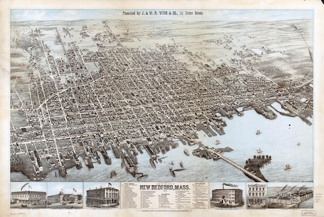 This old map of View of the City of New Bedford, Massachusetts, from 1876 was created by C.H. Vogt (Firm), Leonard B. Ellis, O.H. Bailey & Co in 1876
