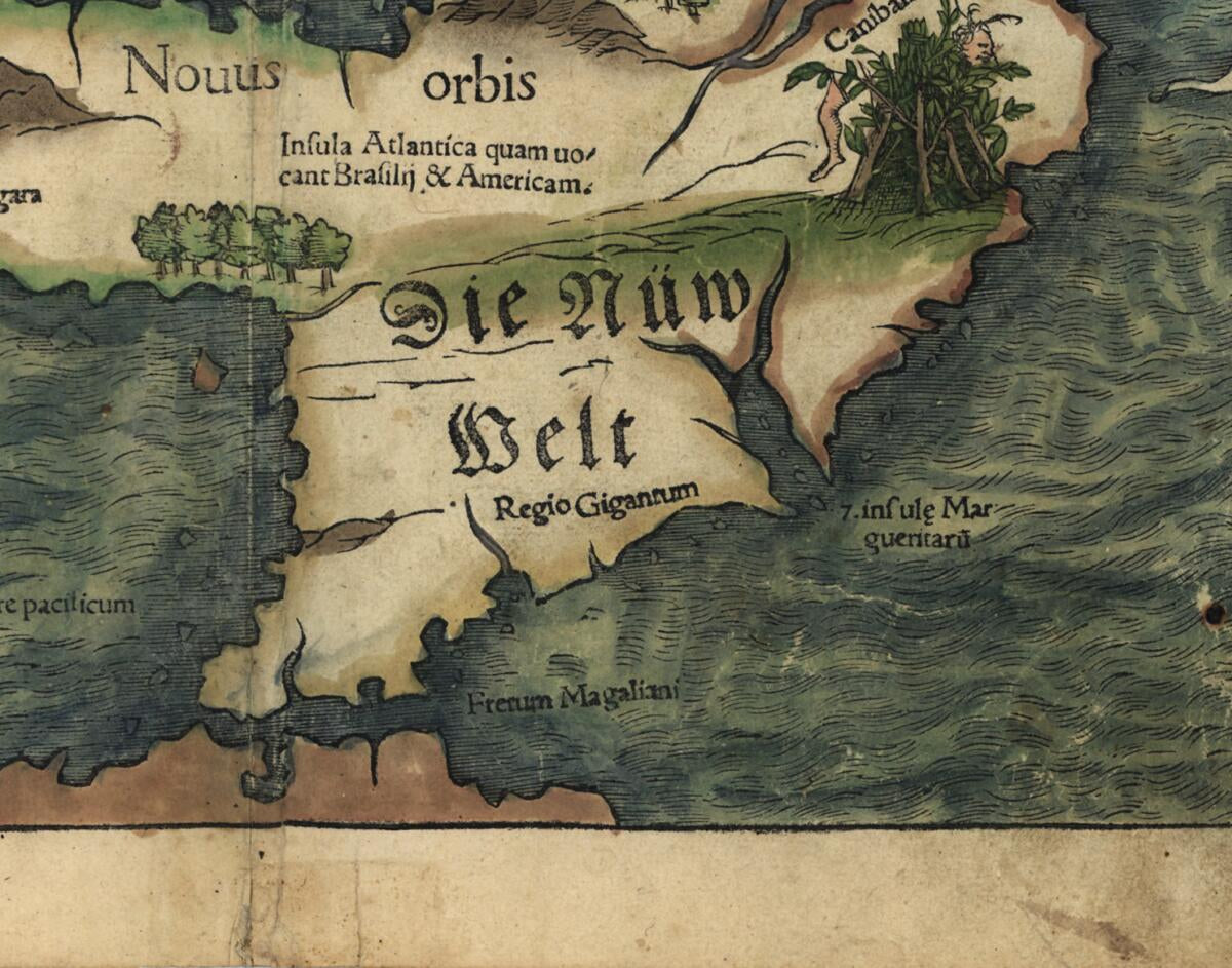 This old map of Die Neuwen Inseln, So Hinder Hispanien Gegen Orient Bey Dem Land India Ligen (Title On Verso: New Weldt Oder Inseln, So Hinder Hispanien Gegen Orient Bey Dem Land India Ligen) from 1550 was created by Sebastian Münster in 1550