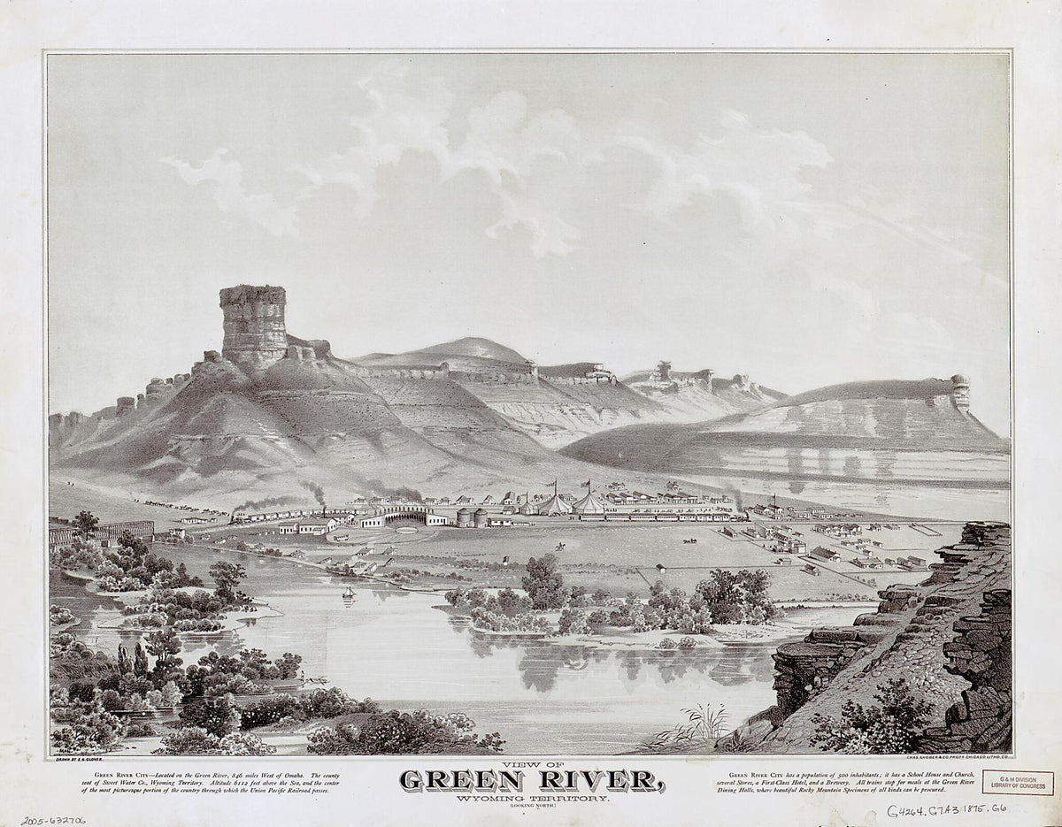 View of Green River, Wyoming Territory (looking North) 1875 by Relic Map Company