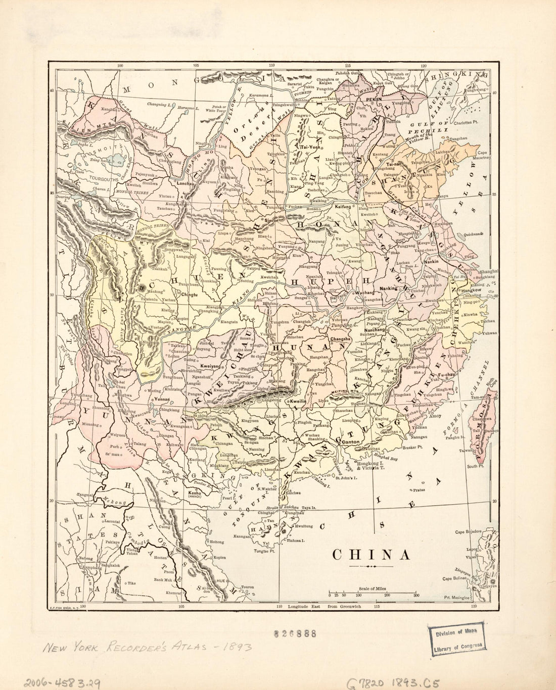 This old map of China from 1893 was created by in 1893