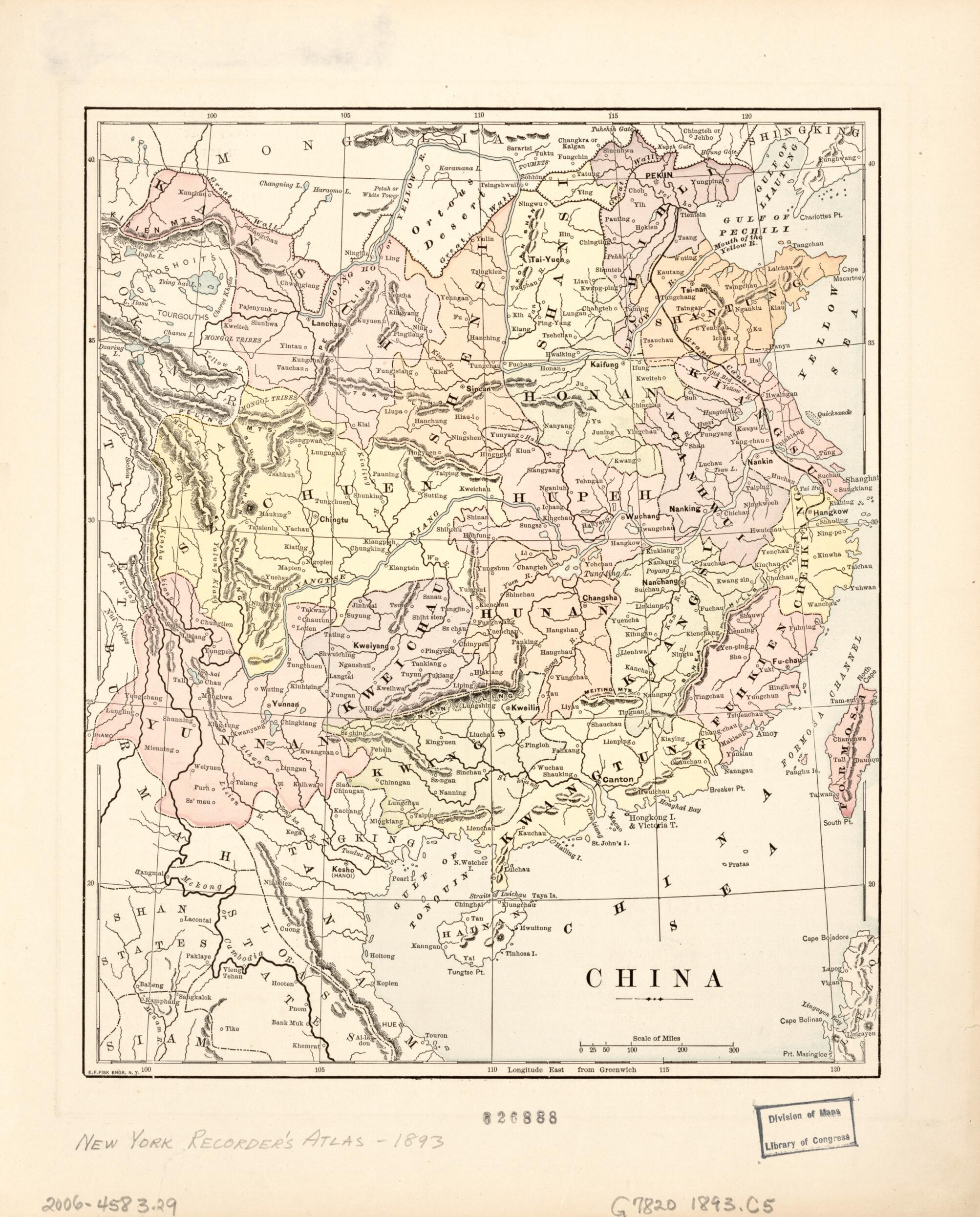 This old map of China from 1893 was created by in 1893
