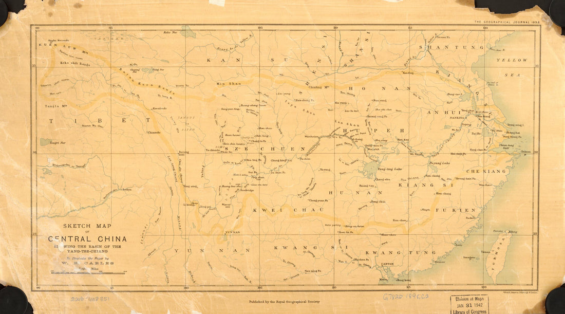 This old map of Tse-Chiang to Illustrate the Paper from 1898 was created by W. R. (William Richard) Carles in 1898