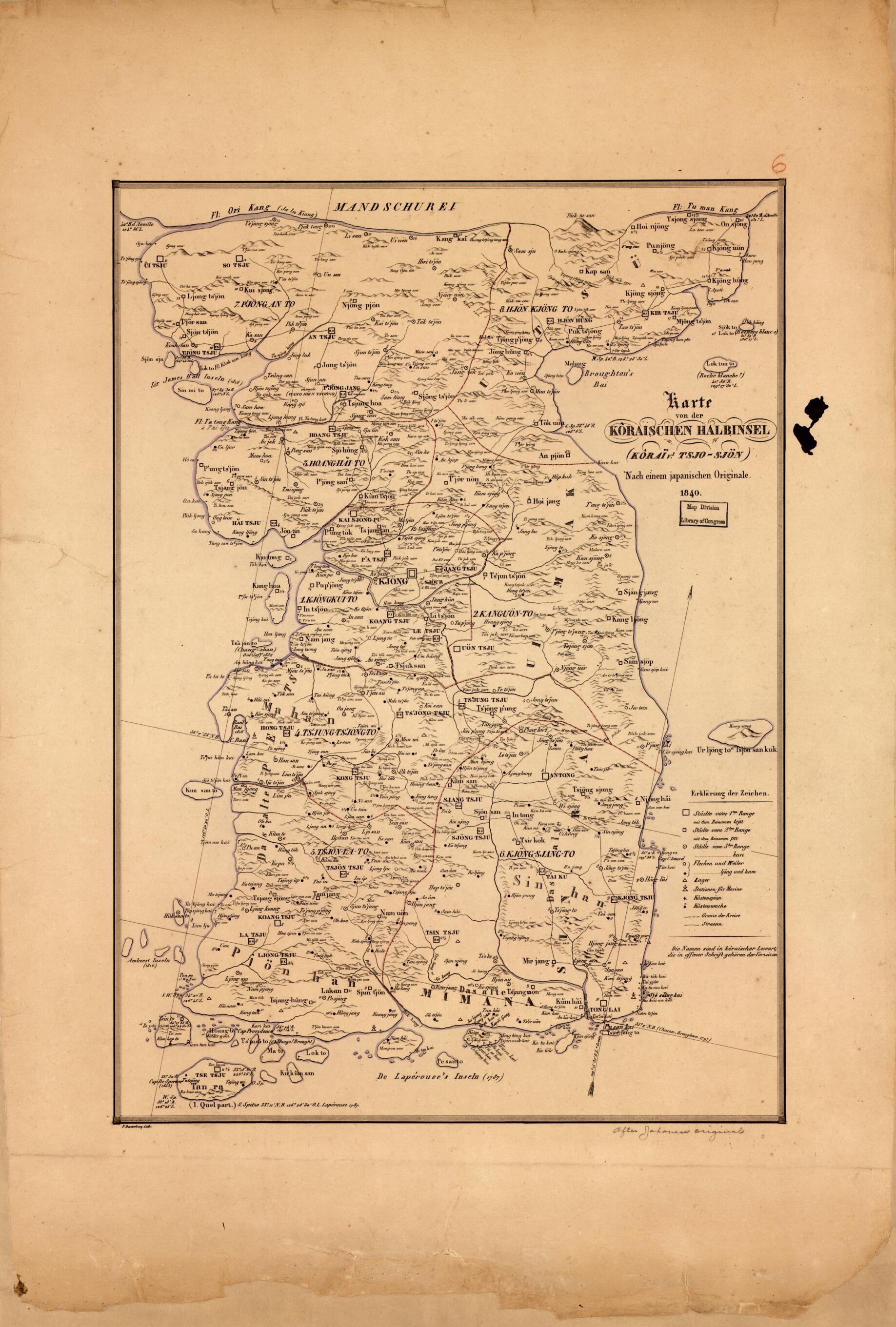 This old map of Sjön) : Nach Einem Japanischen Originale from 1840 was created by F. Desterbeog Lith in 1840