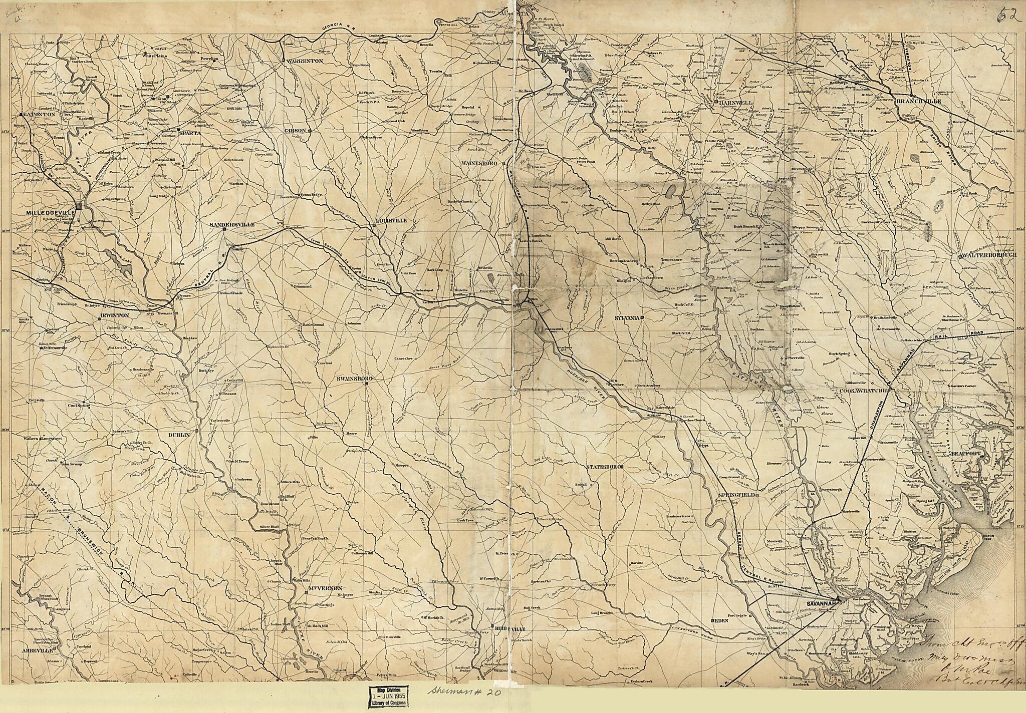 This old map of Map of Part of Georgia and South Carolina from 1865 was created by O. M. (Orlando Metcalfe) Poe in 1865
