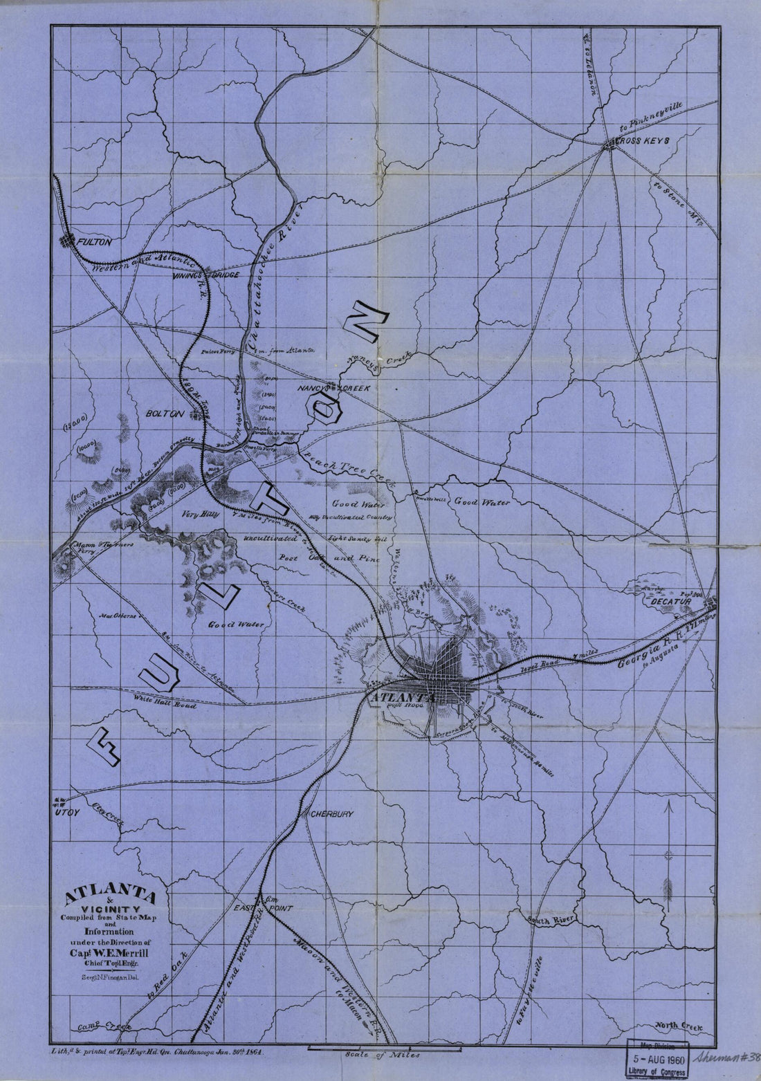 This old map of Atlanta & Vicinity : Compiled from State Map and Information (Atlanta and Vicinity) from 1864 was created by N. Finegan, W. E. (William Emery) Merrill, United States. Army. Corps of Topographical Engineers in 1864