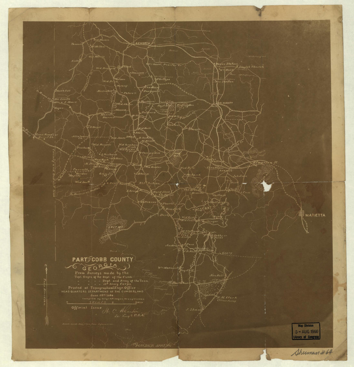 Part of Cobb County, Georgia in 1864 by Relic Map Company
