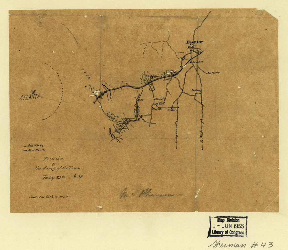This old map of Position of the Army of the Tennessee, July 23d, 64 from 1864 was created by in 1864
