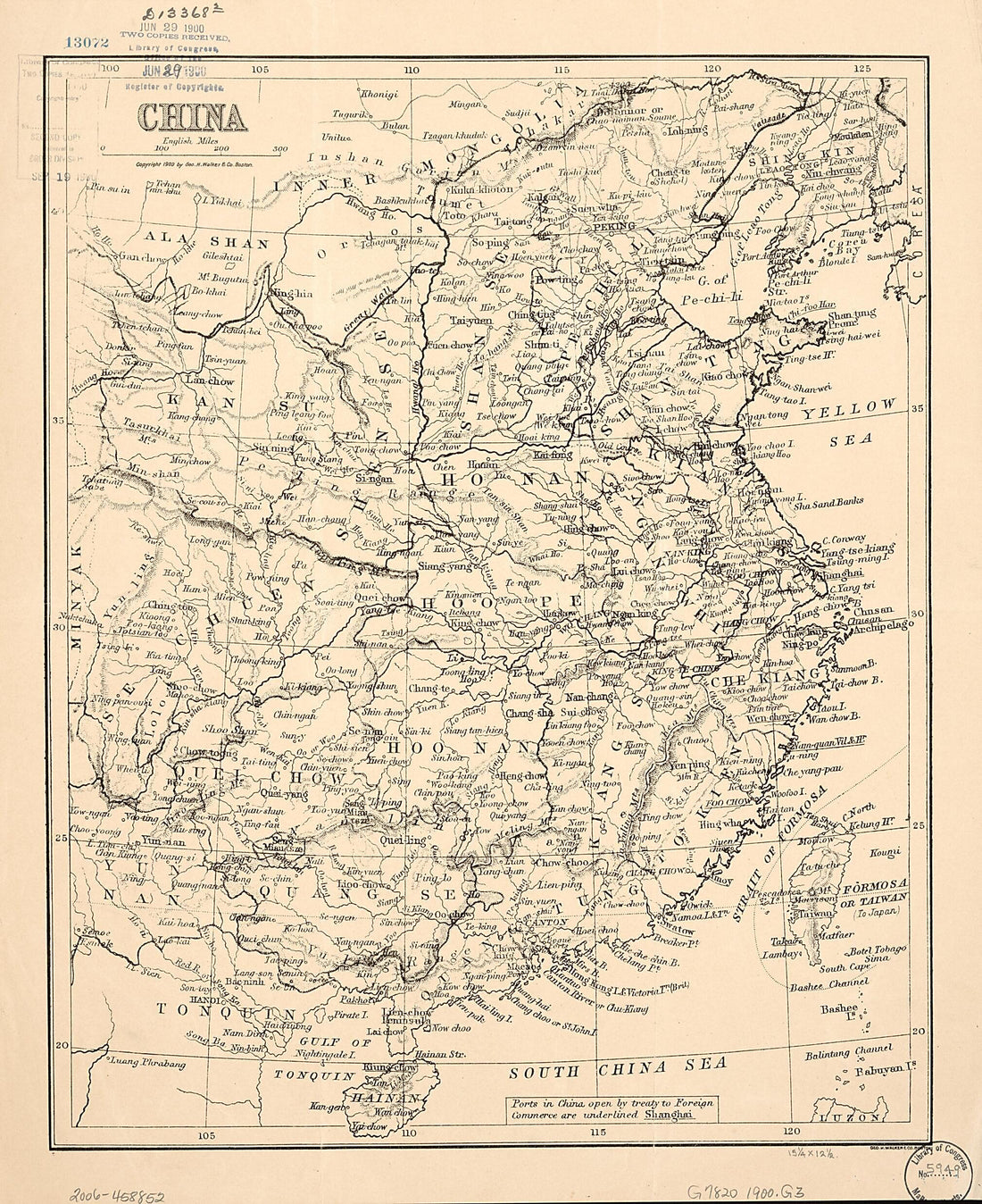 This old map of China from 1900 was created by Geo. H. Walker & Co in 1900
