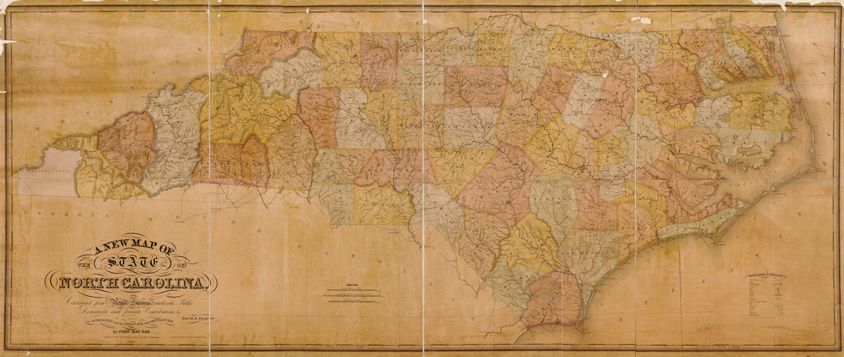 A New Map of the State of North Carolina in 1833 by Relic Map Company