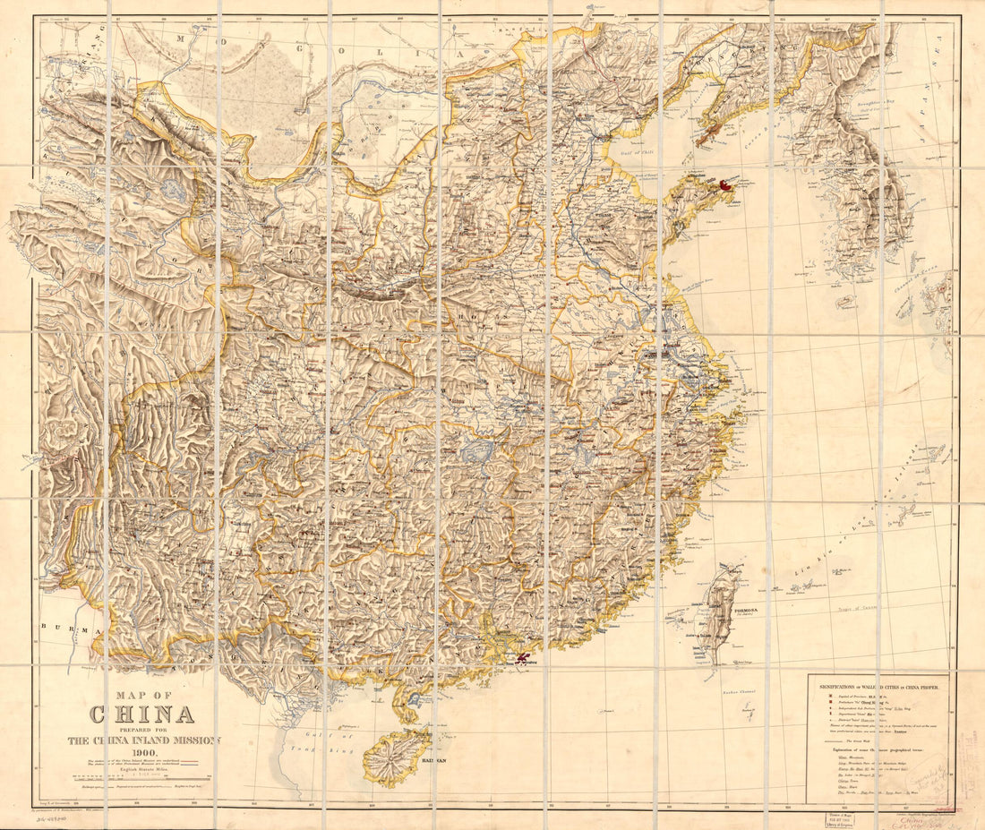 This old map of Map of China Prepared for the China Inland Mission from 1900 was created by E. Bretschneider, Edward Stanford Ltd in 1900