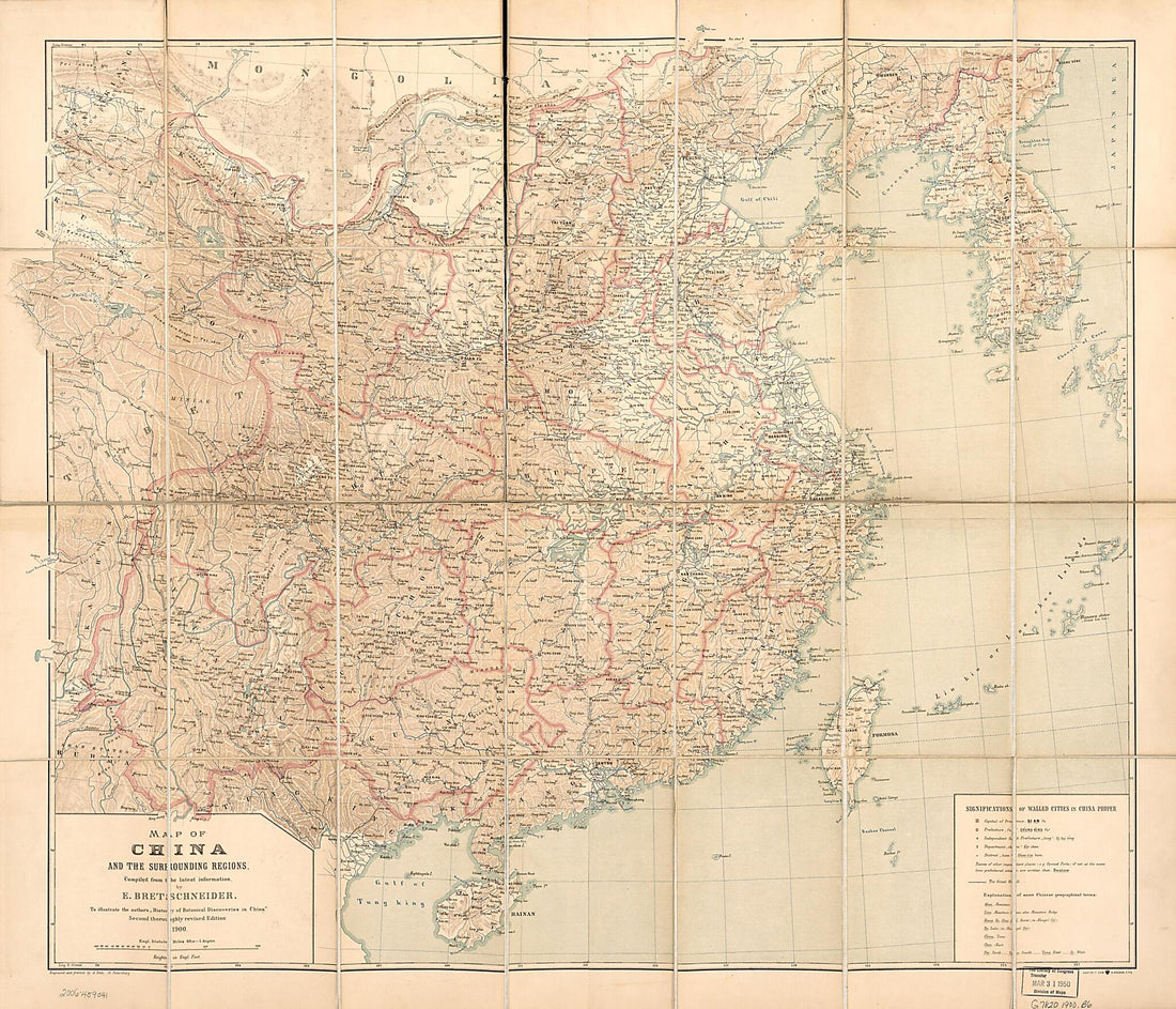 This old map of Map of China and the Surrounding Regions from 1900 was created by E. Bretschneider in 1900