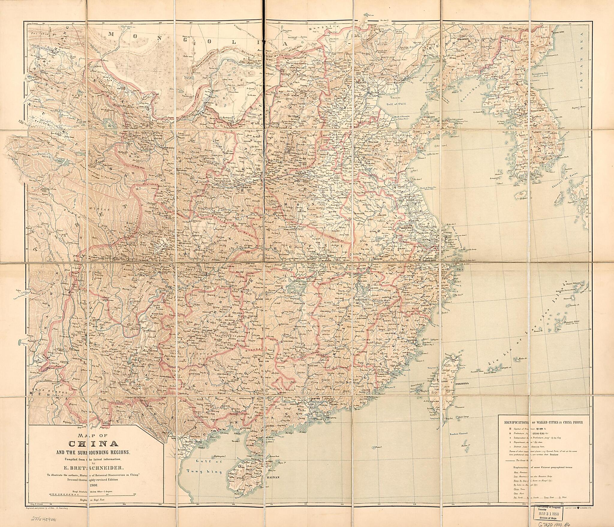 This old map of Map of China and the Surrounding Regions from 1900 was created by E. Bretschneider in 1900