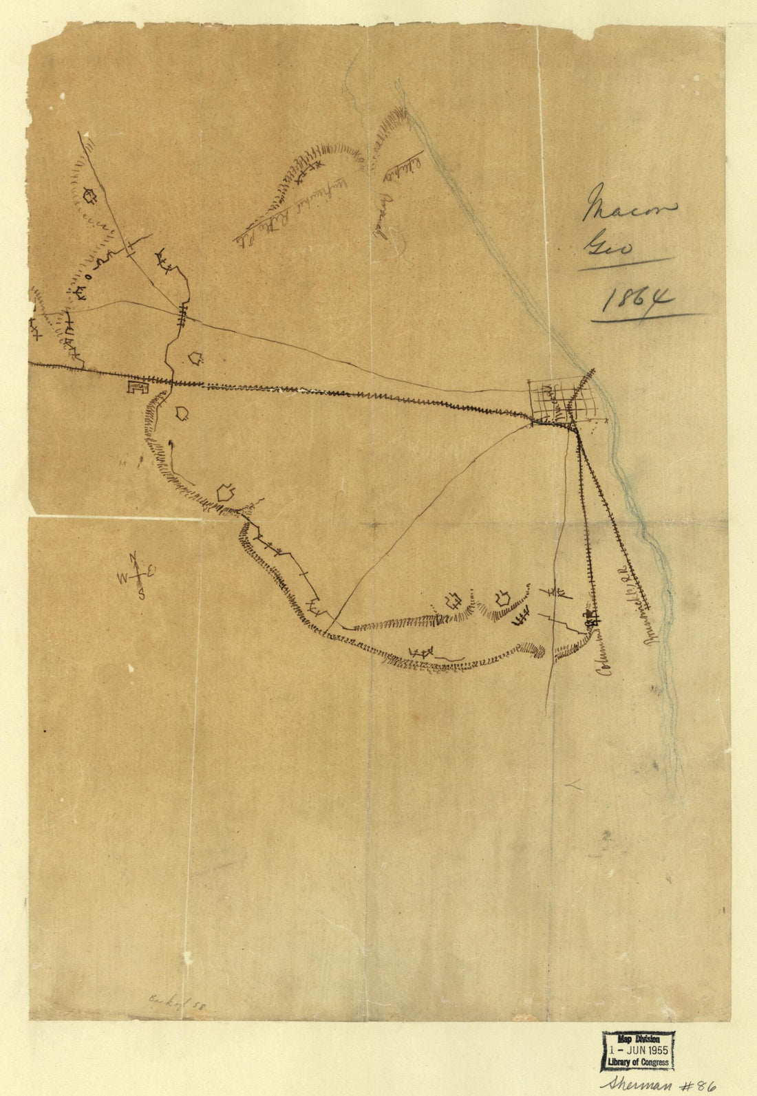This old map of Macon, Geo. from 1864. (Macon, Georgia from 1864) was created by in 1864