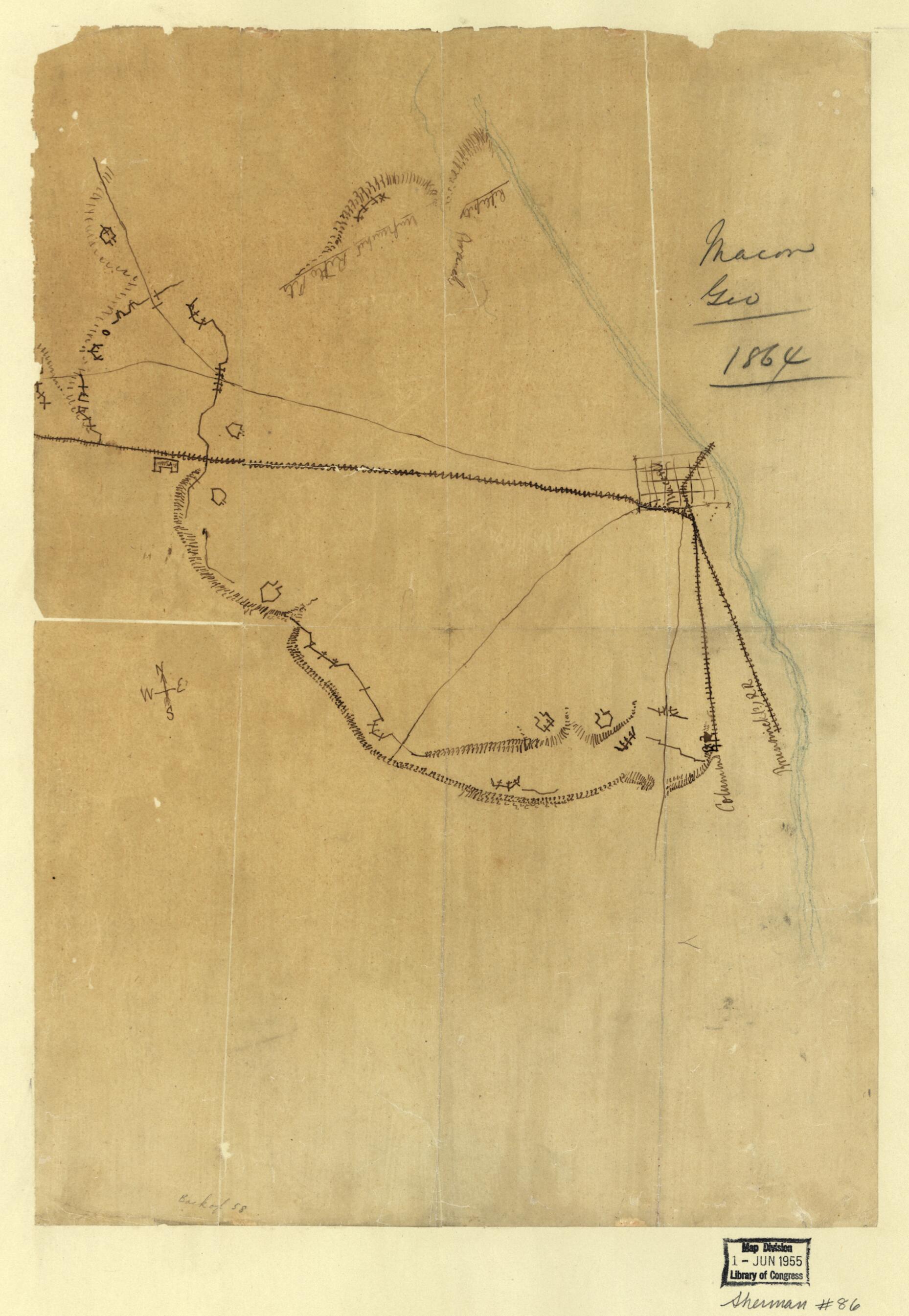 This old map of Macon, Geo. from 1864. (Macon, Georgia from 1864) was created by in 1864