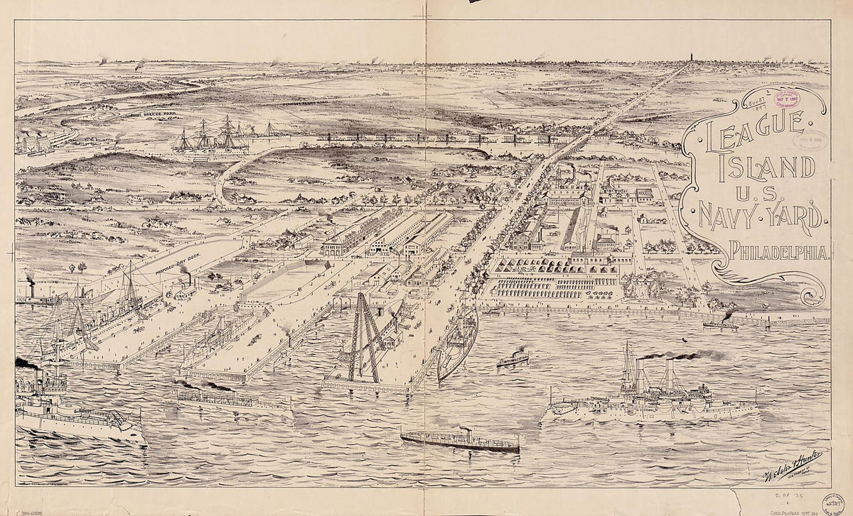 League Island U.S. Navy Yard Philadelphia 1897 by Relic Map Company