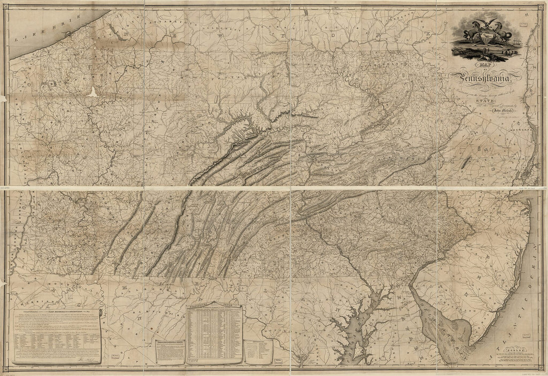 This old map of Map of Pennsylvania : Constructed from the County Surveys Authorized by the State and Other Original Documents from 1822 was created by John Melish, Benjamin Tanner in 1822