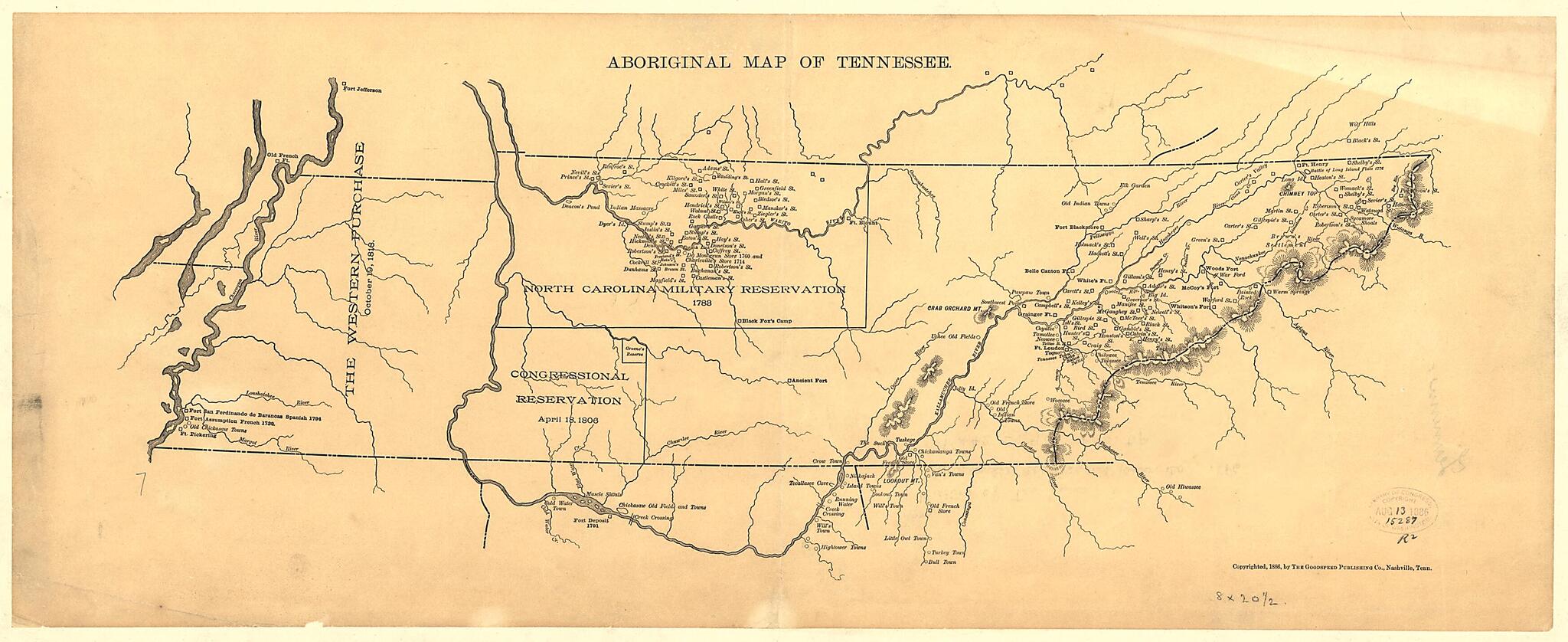 This old map of Aboriginal Map of Tennessee from 1886 was created by in 1886