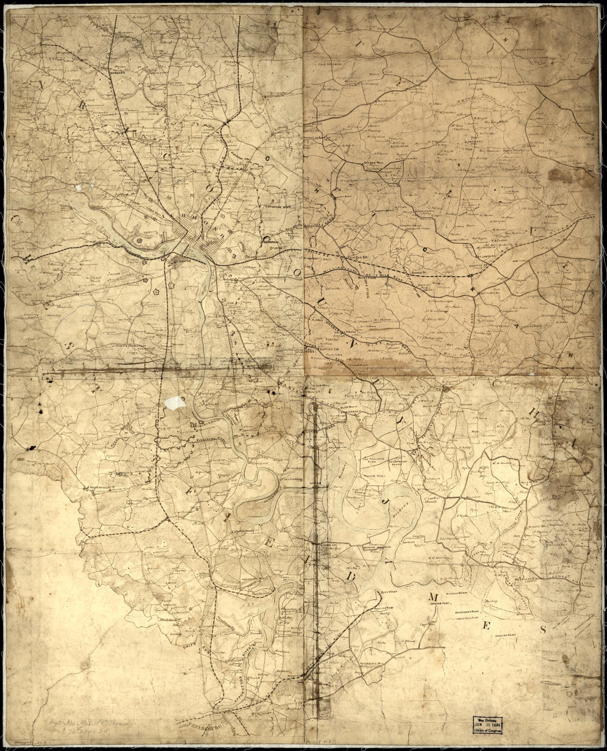 Map of Richmond and Vicinity 1864 by Relic Map Company