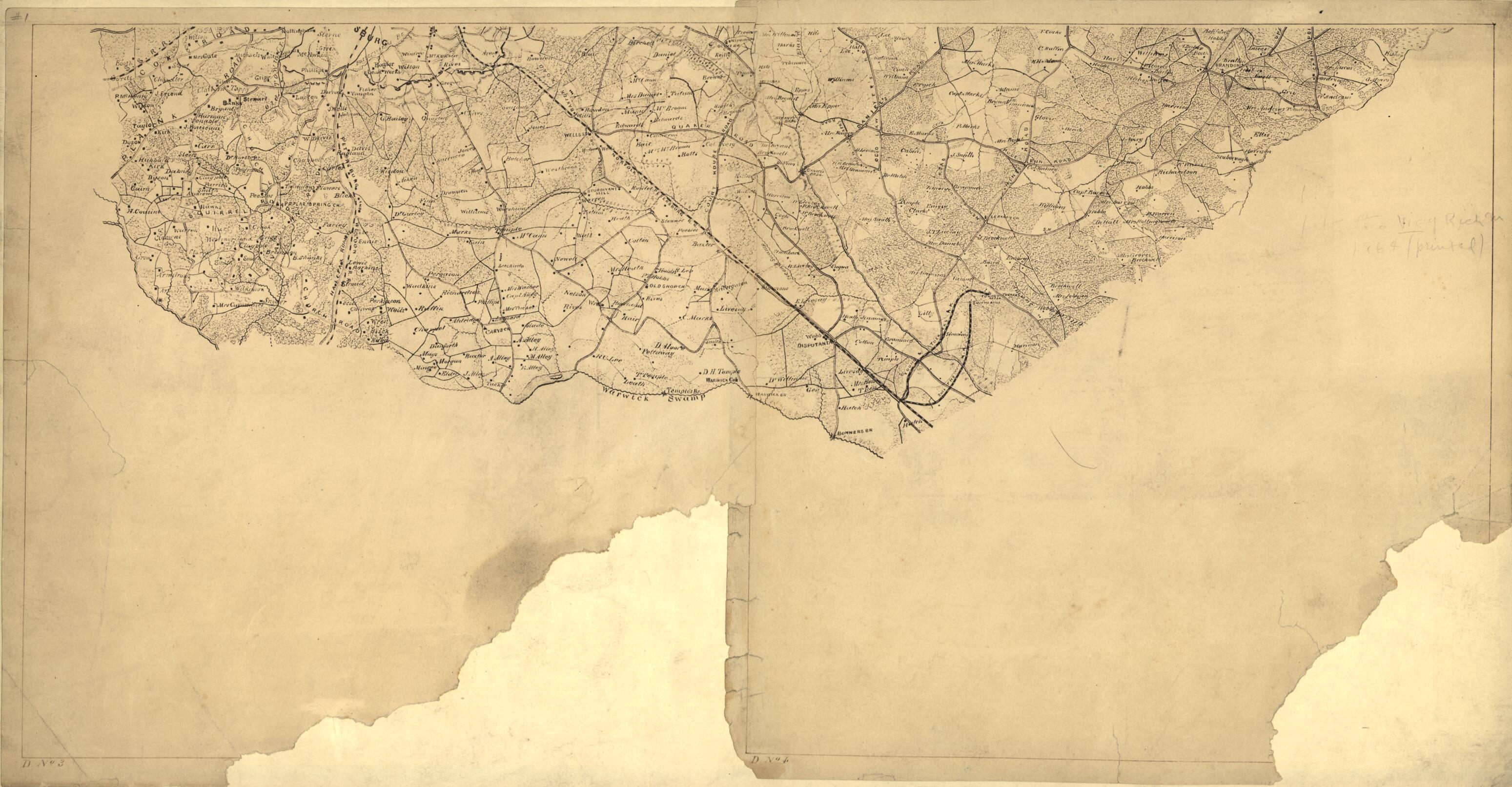 This old map of Map of Part of Prince George County, Virginia. from 1864 was created by Confederate States of America. Army. Department of Northern Virginia. Chief Engineer&