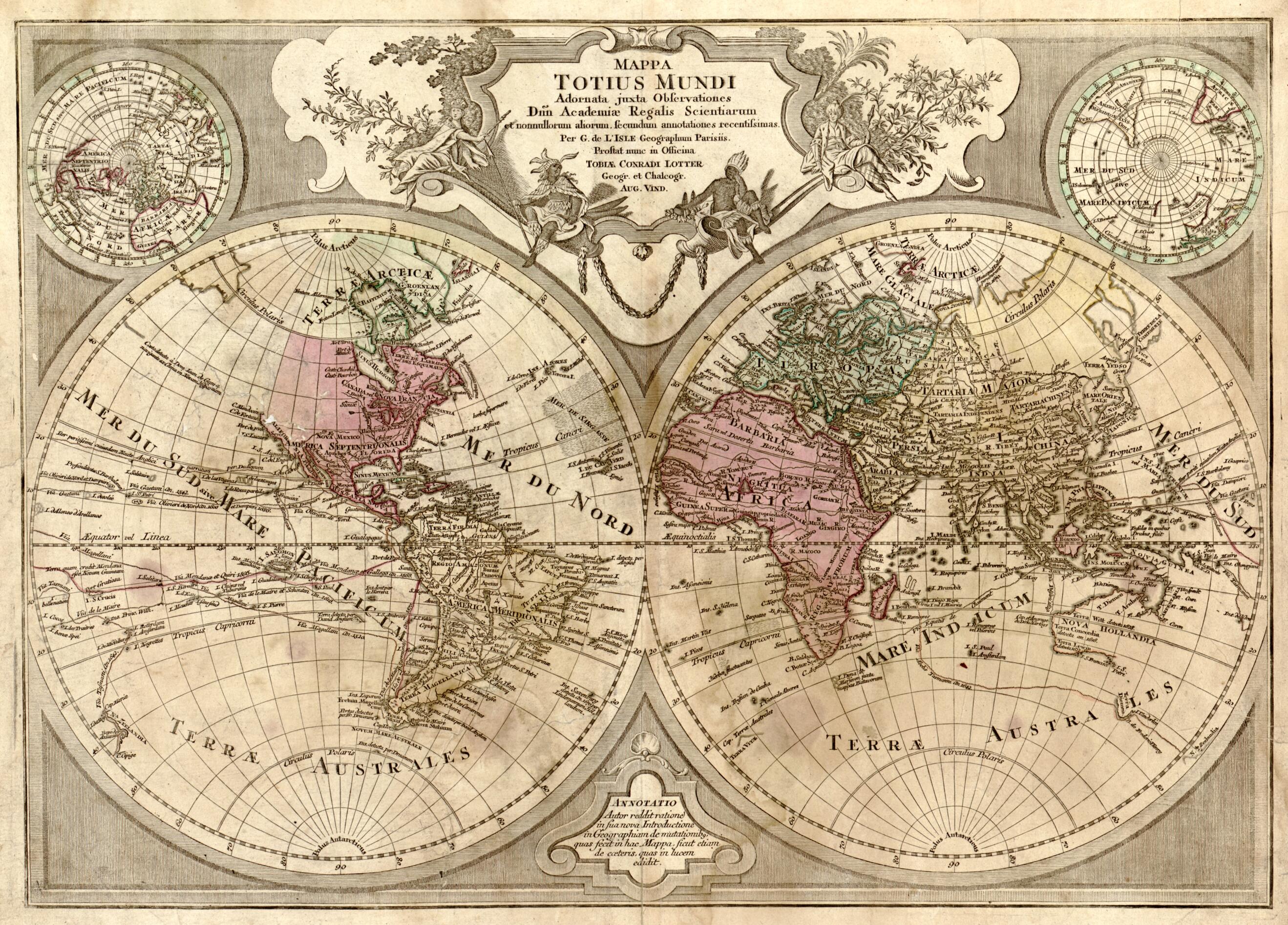 This old map of Mappa Totius Mundi : Adornata Juxta Observationes Dnn. Academiae Regalis Scientiarum Et Nonnullorum Aliorum Secundum Annotationes Recentissimas from 1775 was created by Guillaume De L&
