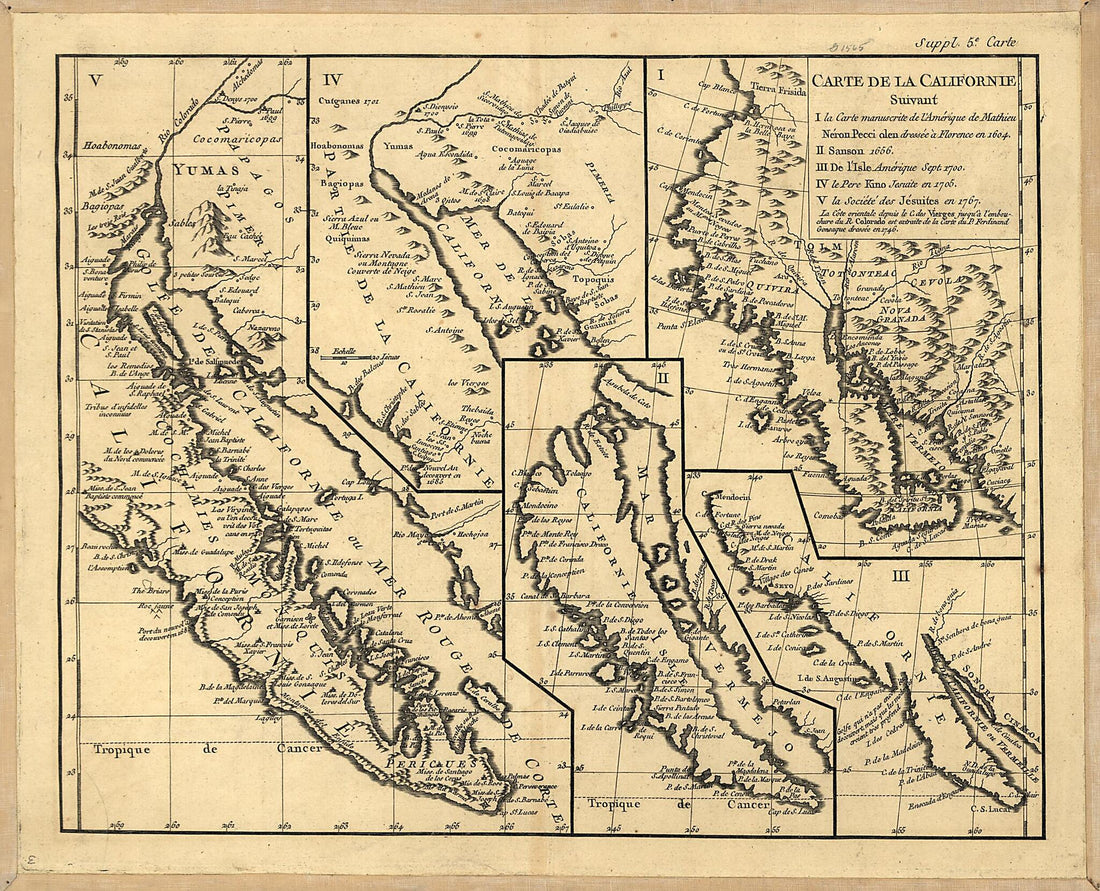 This old map of Carte De La Californie : Suivant I. La Carte Manuscrite De L&